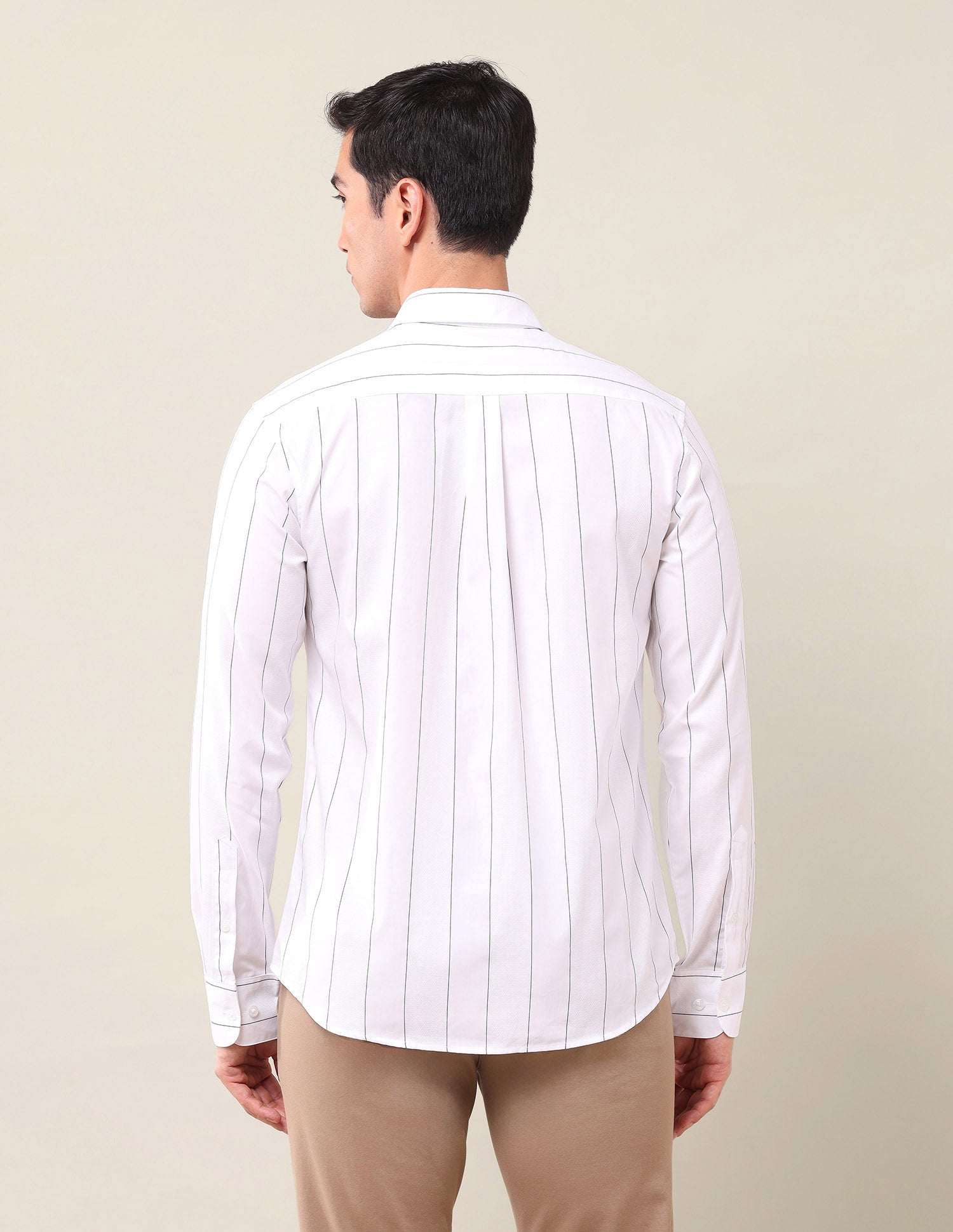 Tailored Fit Vertical Striped Shirt White - U.S. Polo Assn. India | Large