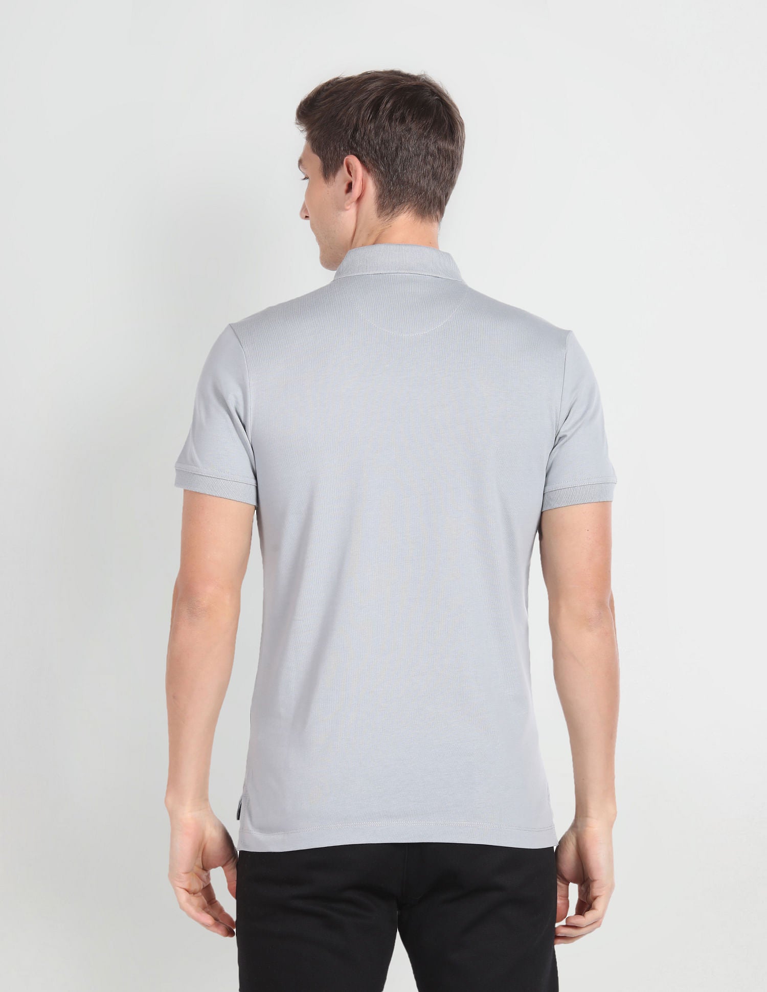 Logo Badge Solid Polo Shirt Grey - U.S. Polo Assn. India | Large