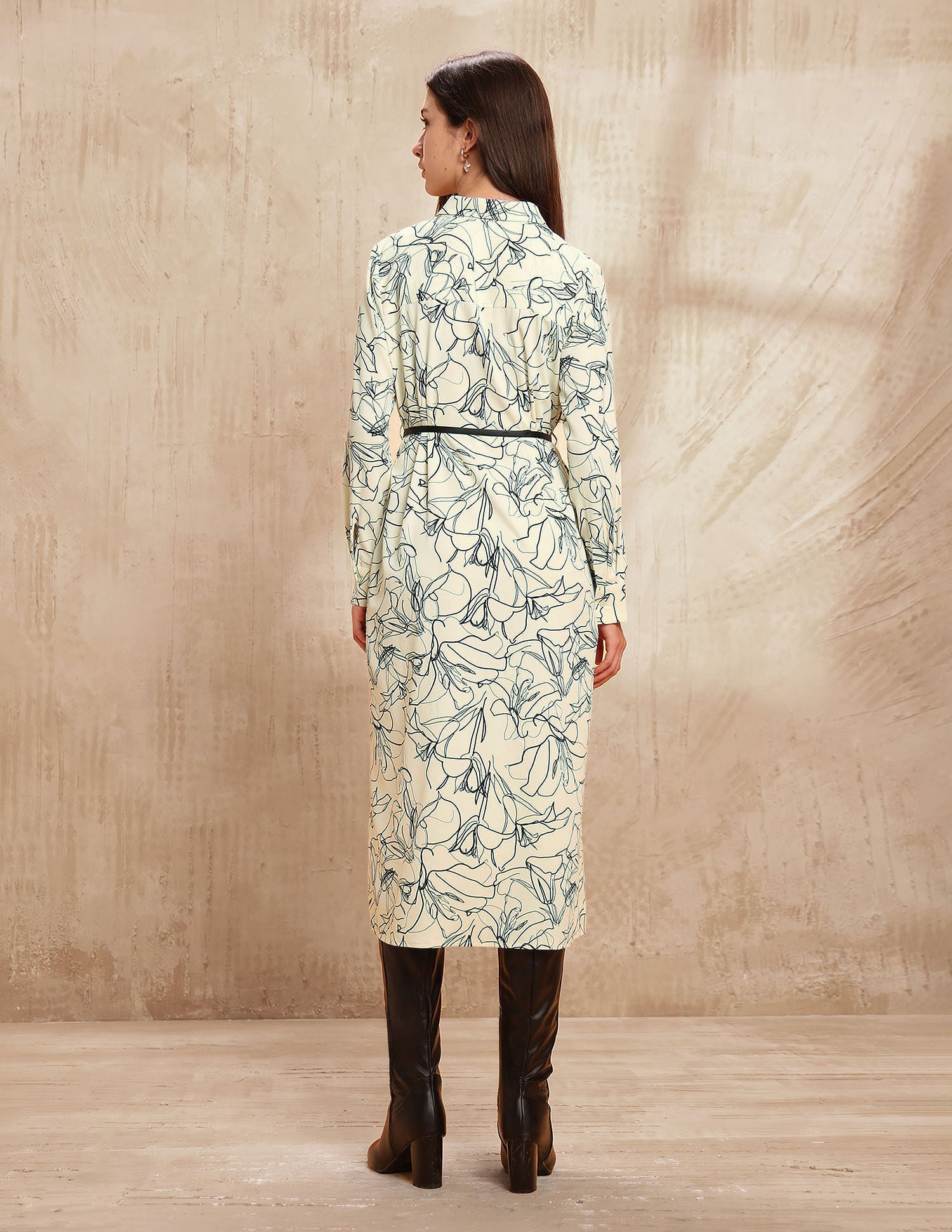 Abstract Printed Midi Shirt Dress Turtle Dove - U.S. POLO ASSN. | Large