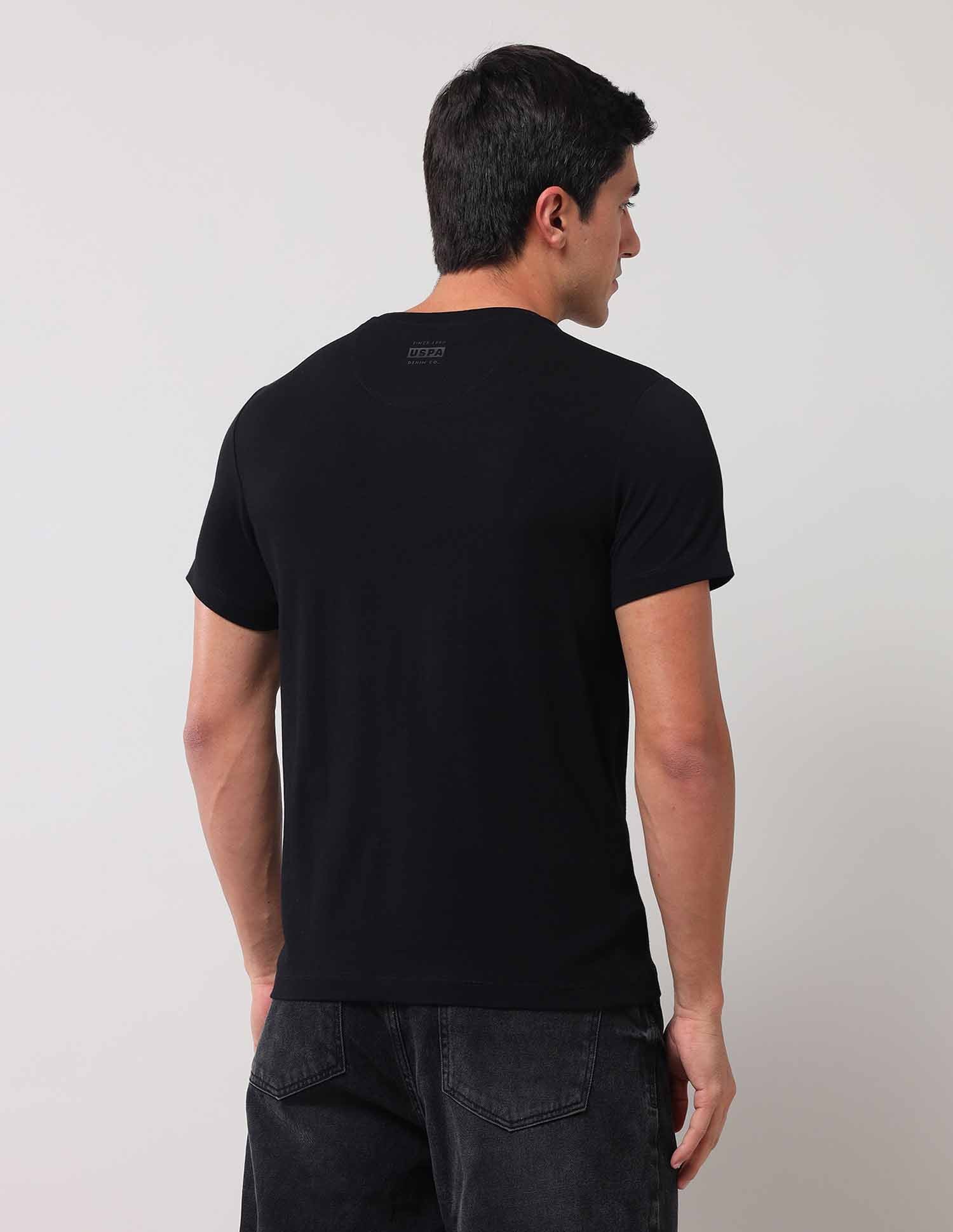 Brand Printed Muscle Fit T-Shirt Black - U.S. Polo Assn. India | Large