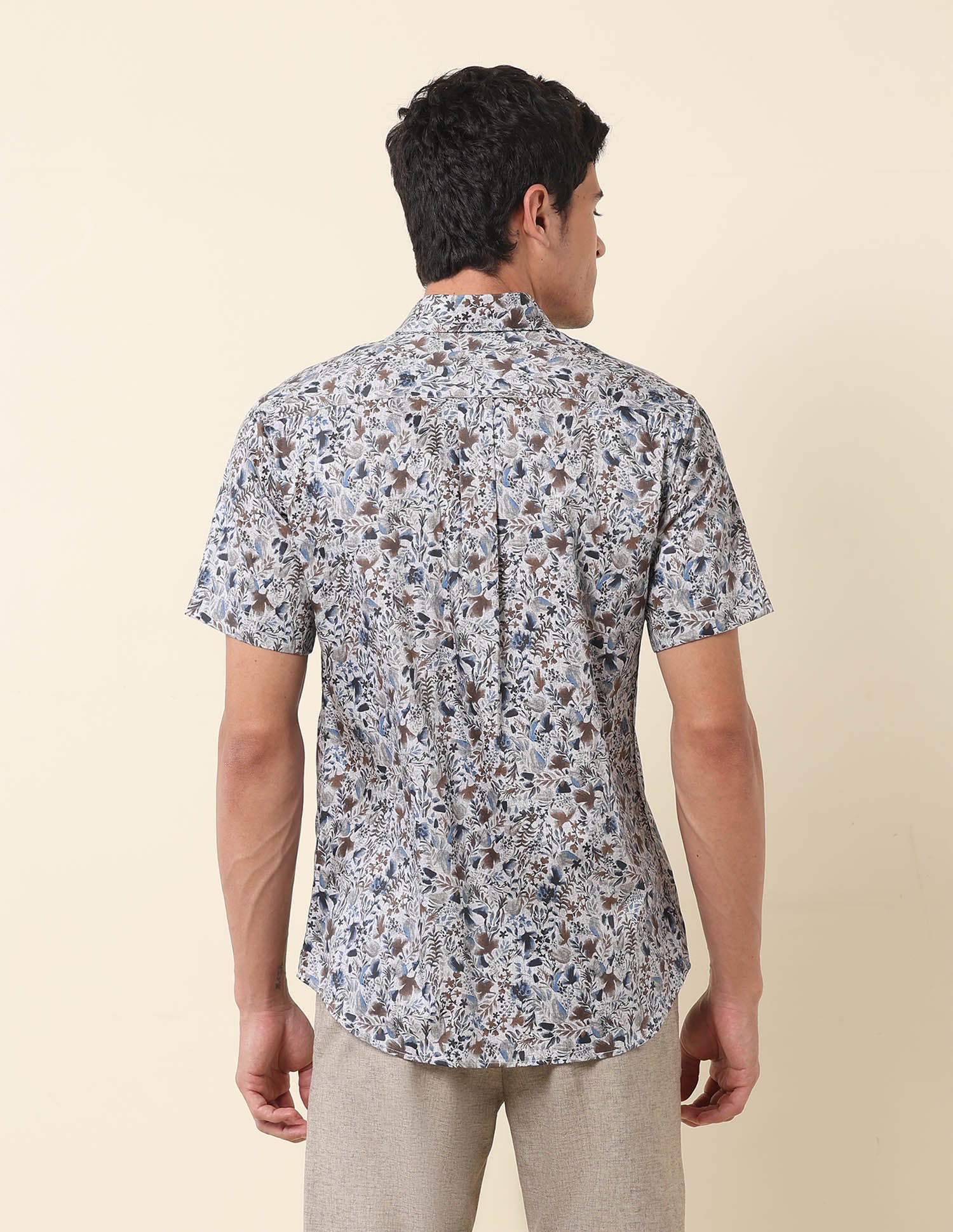 Floral Printed Tailored Fit Shirt Grey - U.S. POLO ASSN. | Large