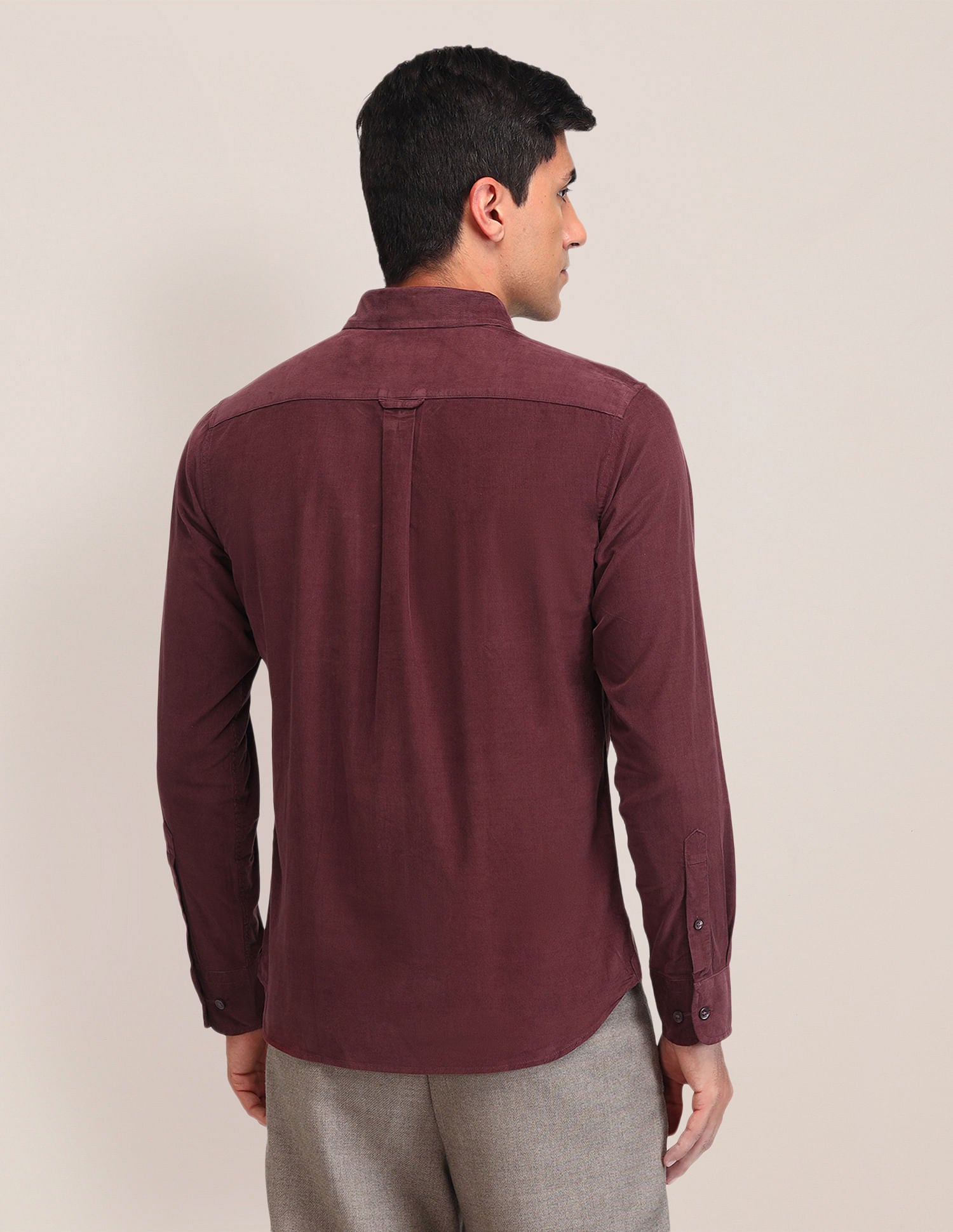 Tailored Fit Corduroy Shirt Maroon - U.S. Polo Assn. India | Large