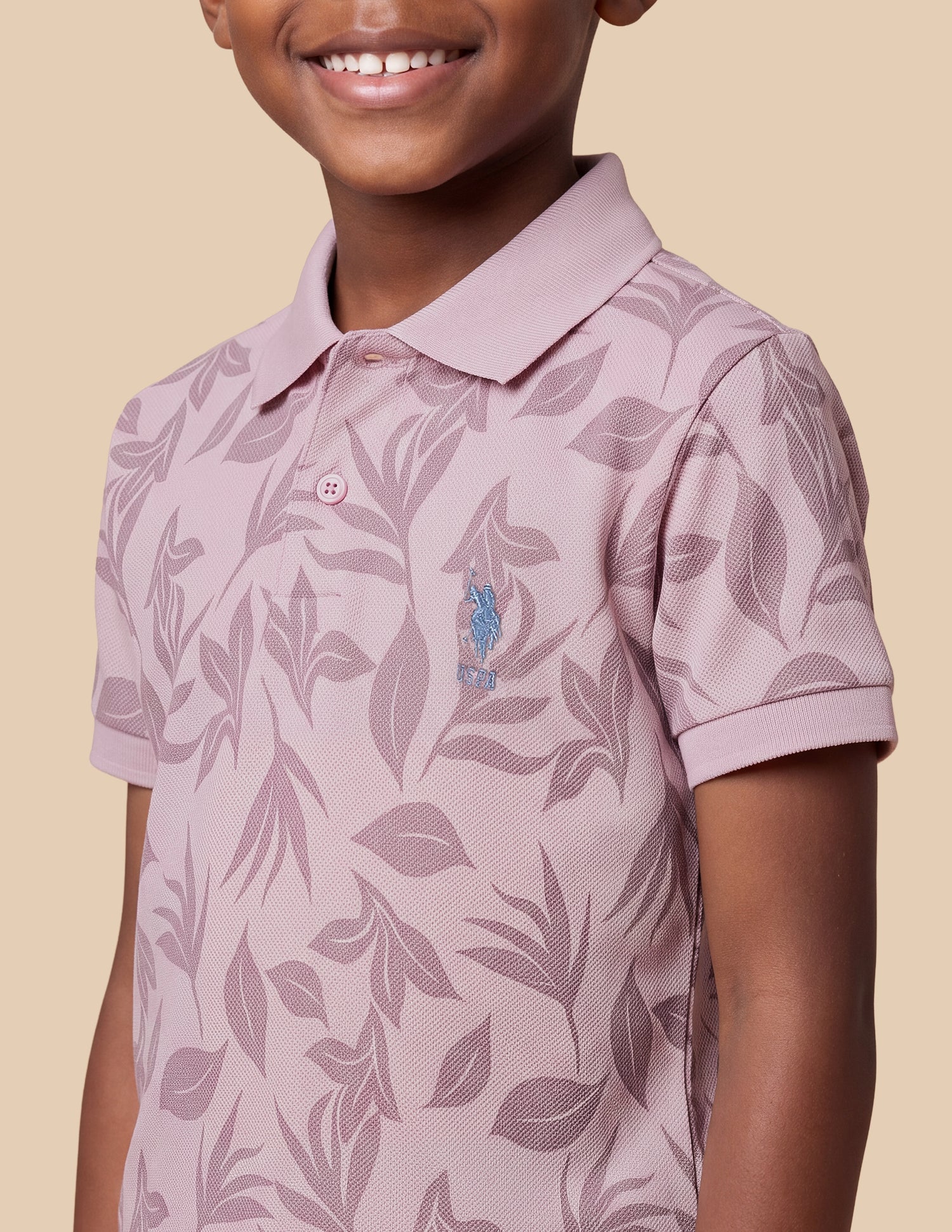 All-Over Printed Regular Fit Polo Shirt Pink - U.S. Polo Assn. India | Large