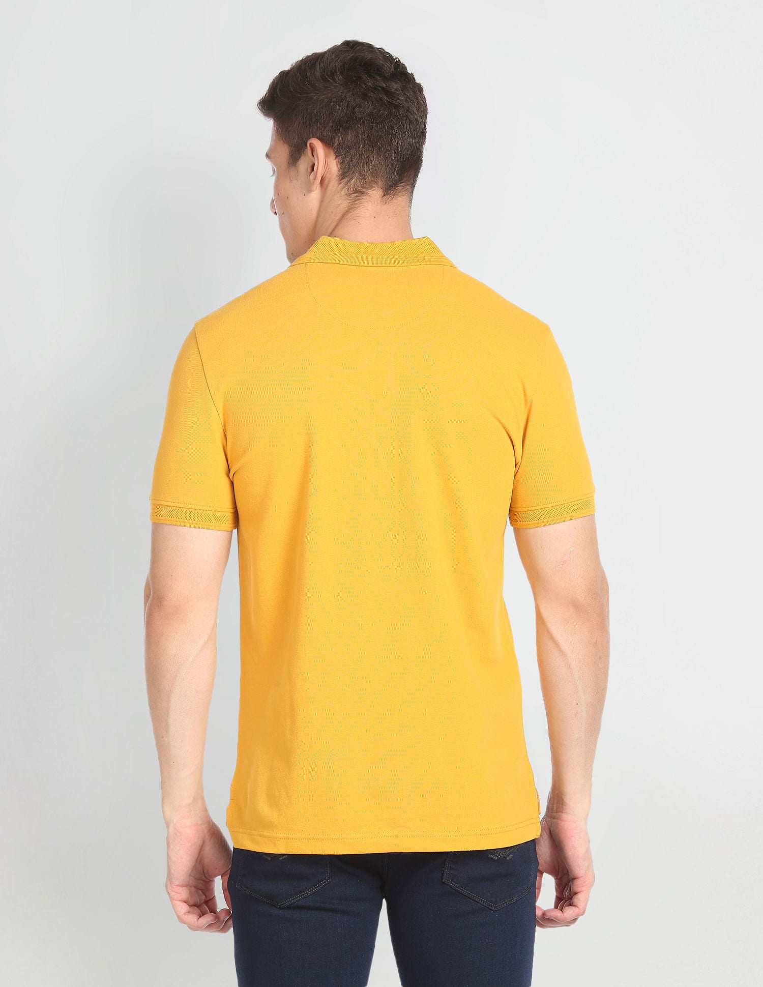 Solid Cotton Polo Shirt Mustard - U.S. Polo Assn. India | Large