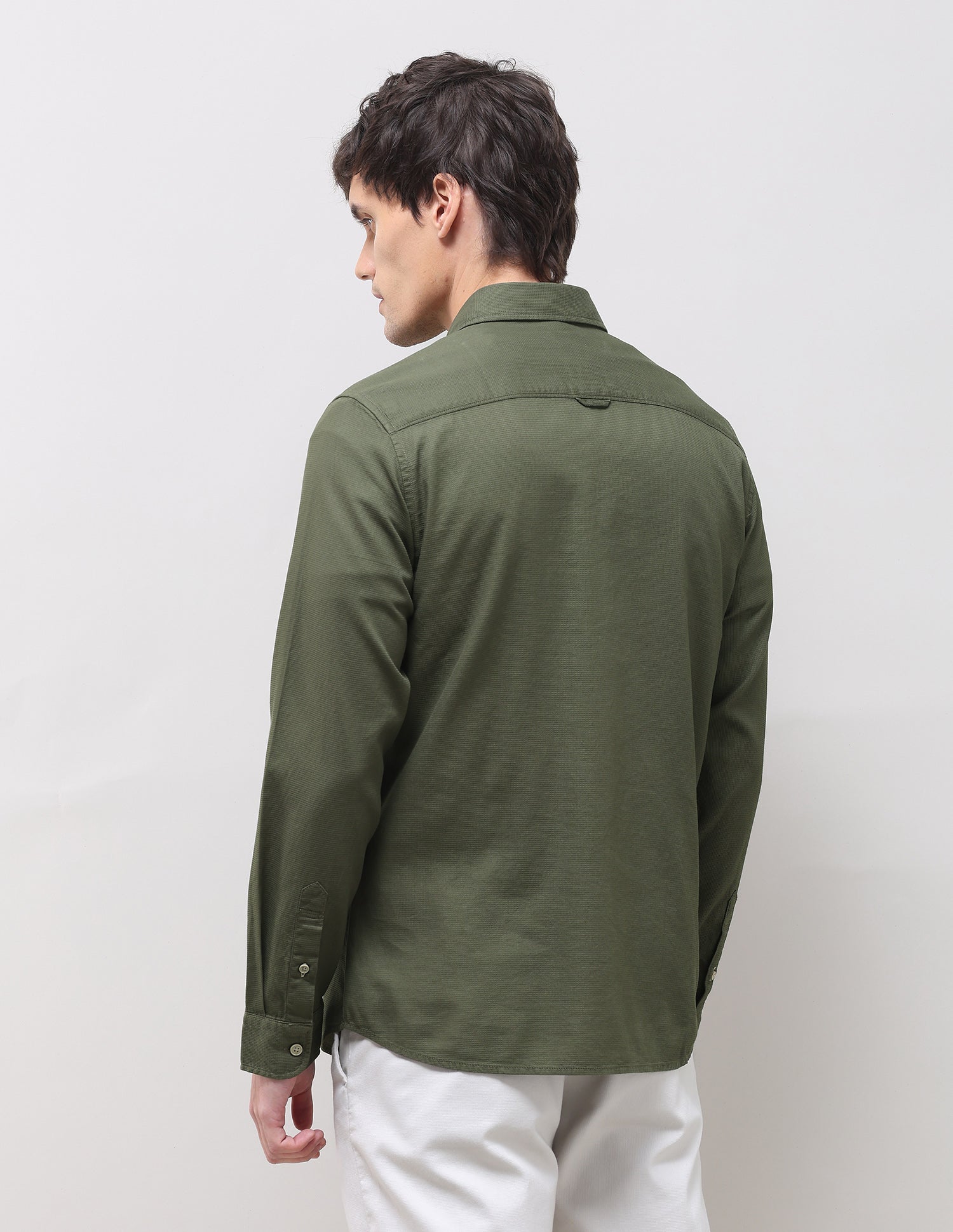 Textured Regular Fit Shirt Olive - U.S. Polo Assn. India | Large