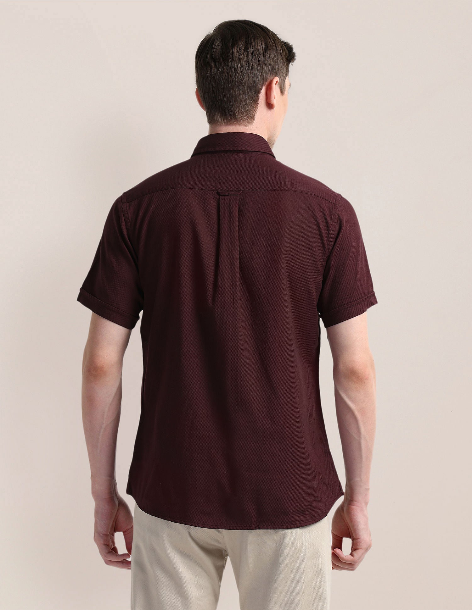 Cutaway Collar Premium Cotton Shirt Maroon - U.S. POLO ASSN. | Large