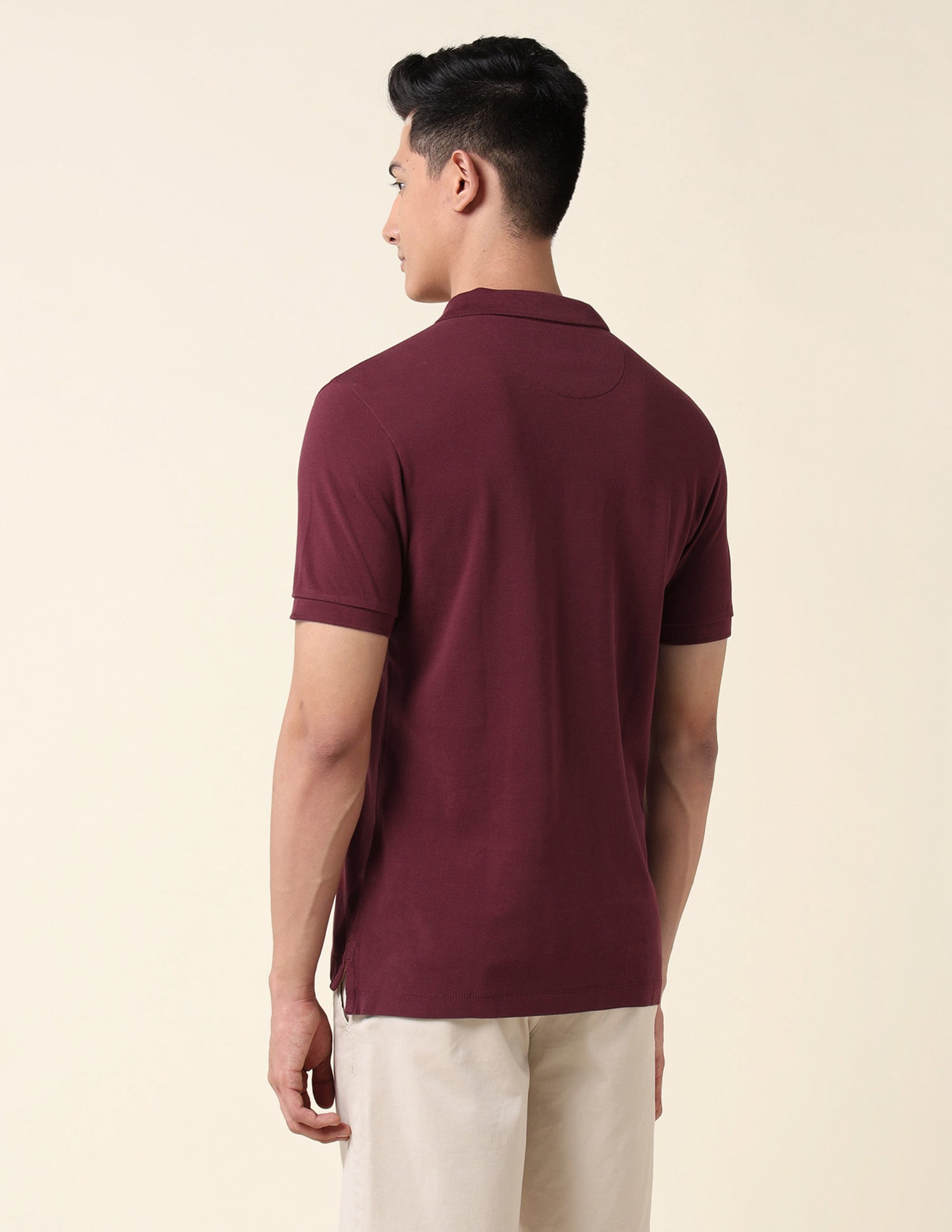 Pure Cotton Solid Polo Shirt Maroon - U.S. Polo Assn. India | Large