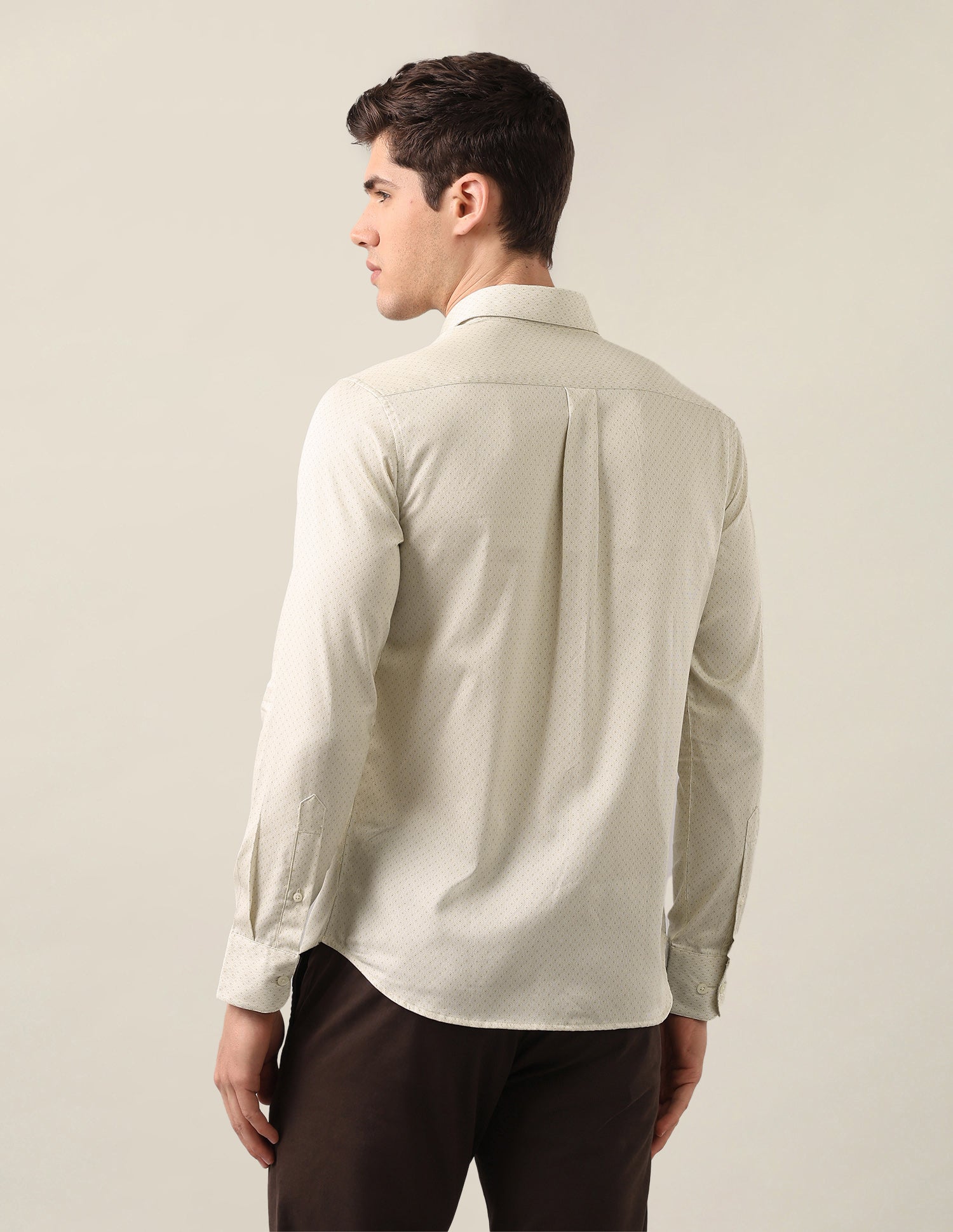 Geometric Printed Satin Shirt Beige - U.S. Polo Assn. India | Large