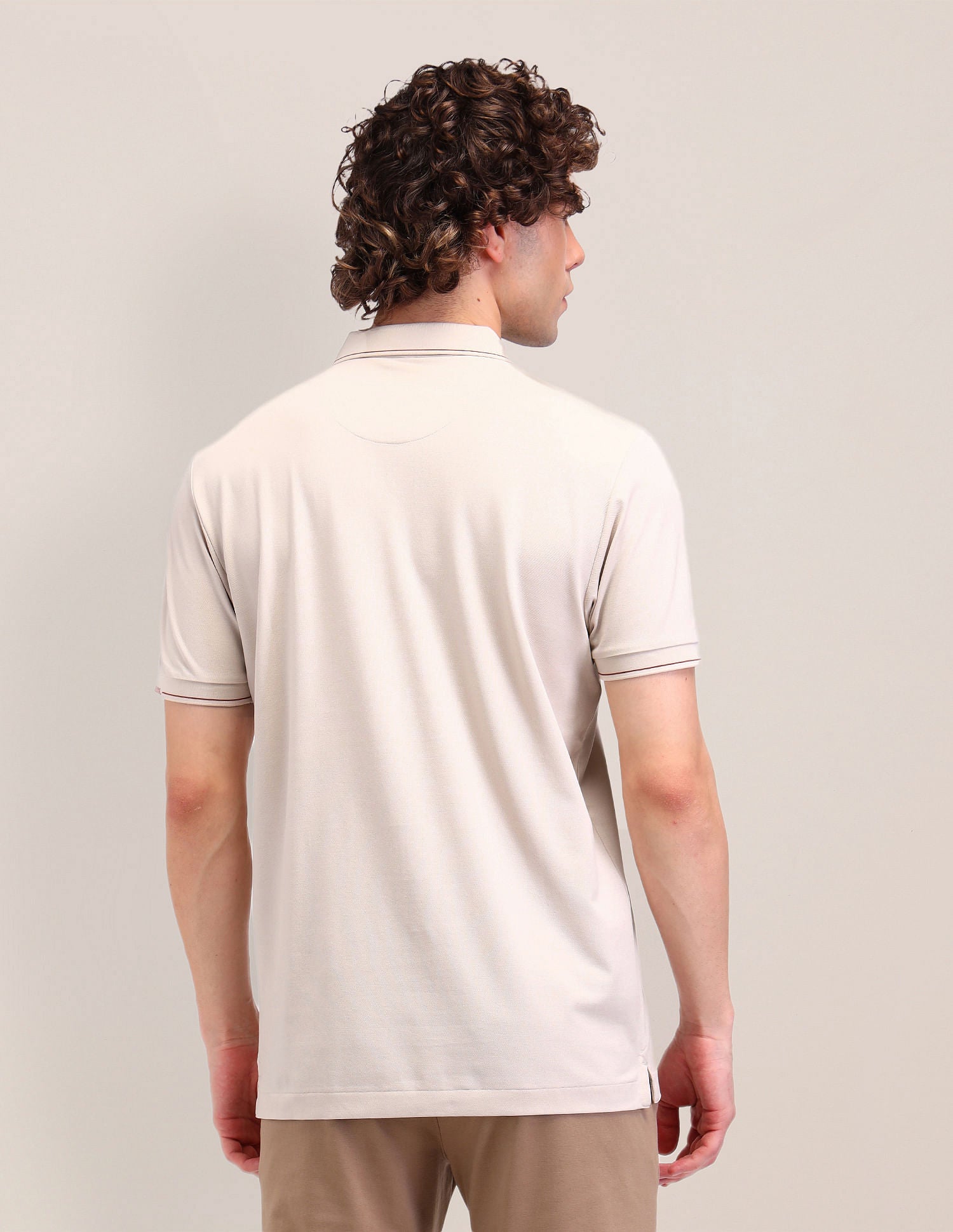 Solid Slim Fit Polo Shirt Beige - U.S. Polo Assn. India | Large
