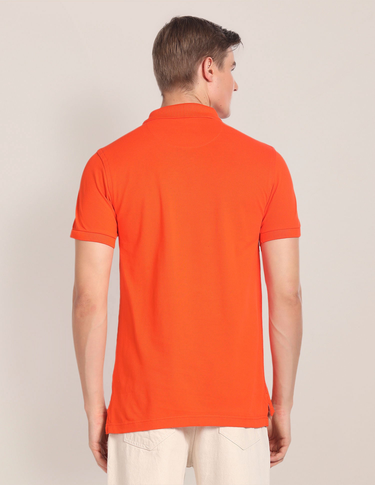 Solid Cotton Polo Shirt Orange - U.S. Polo Assn. India | Large