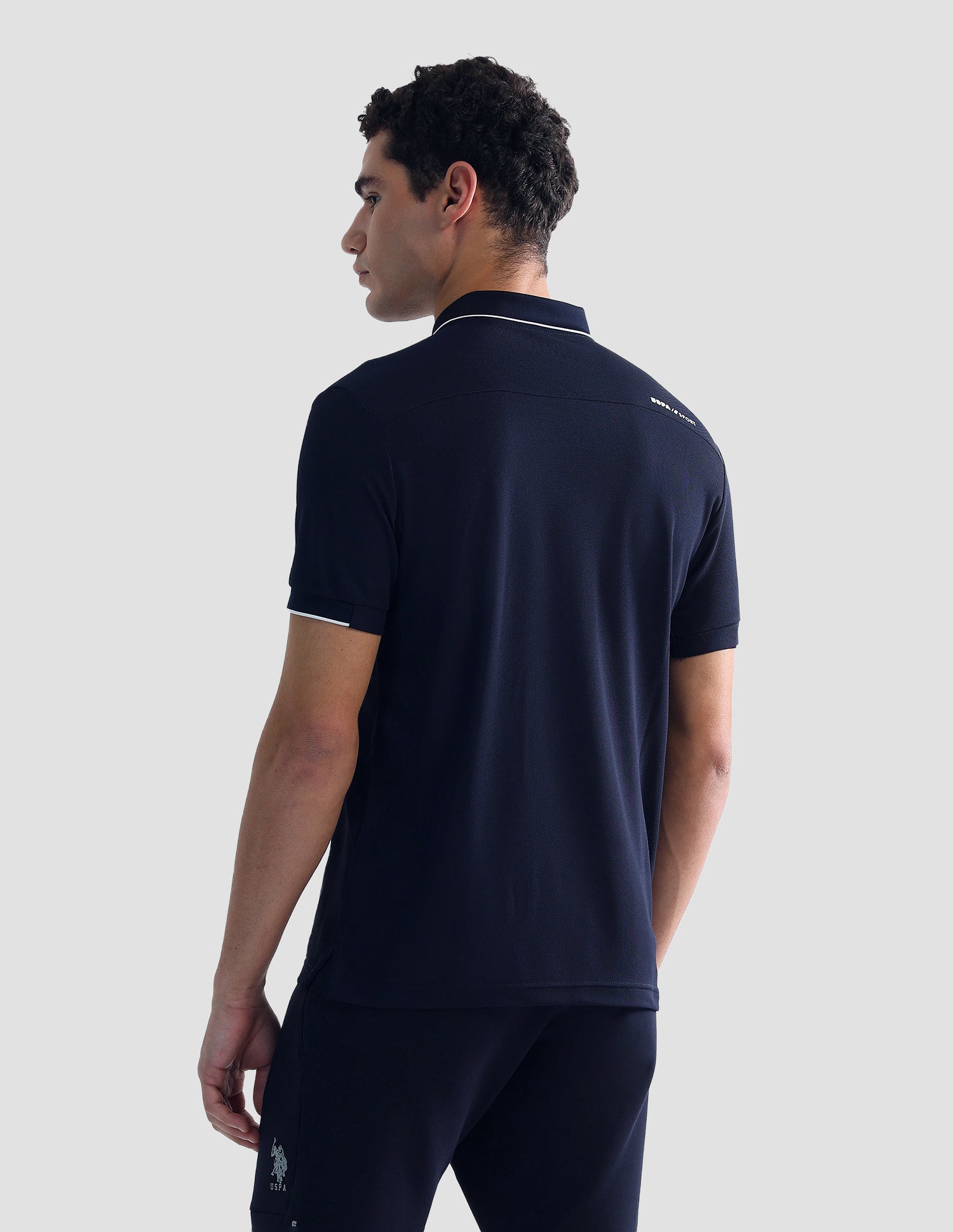 Solid Slim Fit Active Polo Shirt Navy - U.S. POLO ASSN. | Large