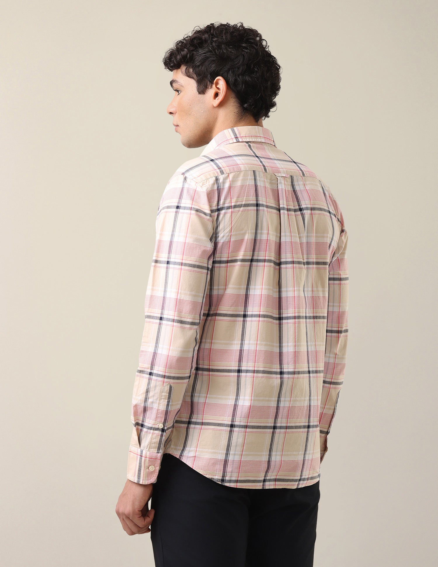 Plaid Checked Tailored Fit Shirt Beige - U.S. Polo Assn. India | Large