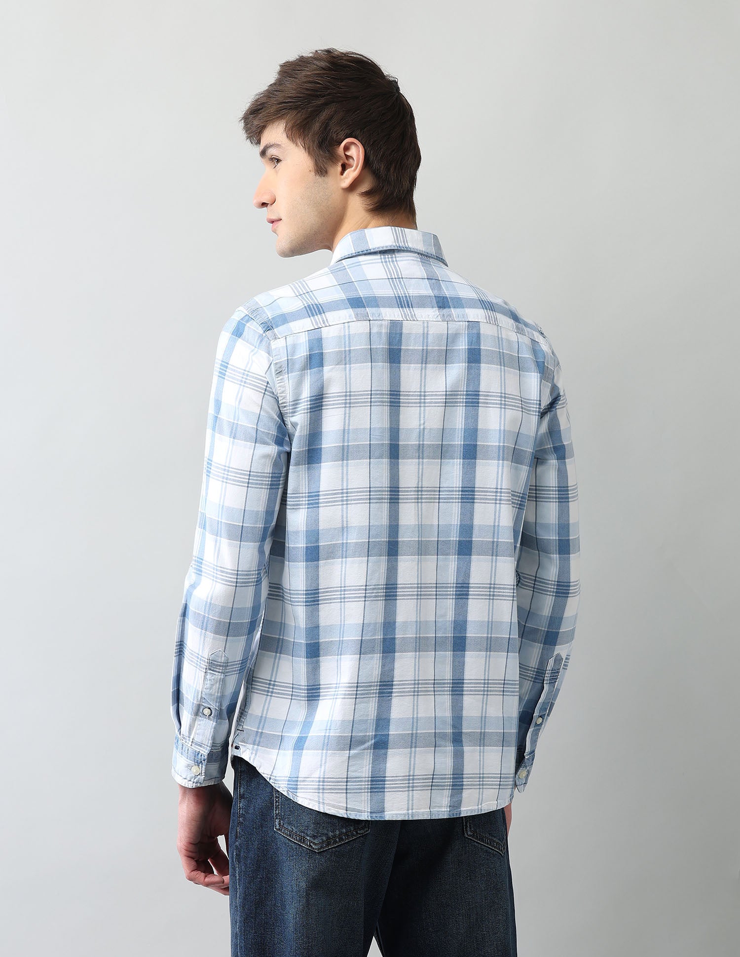 Plaid Checked Regular Fit Twill Shirt Indigo - U.S. Polo Assn. India | Large