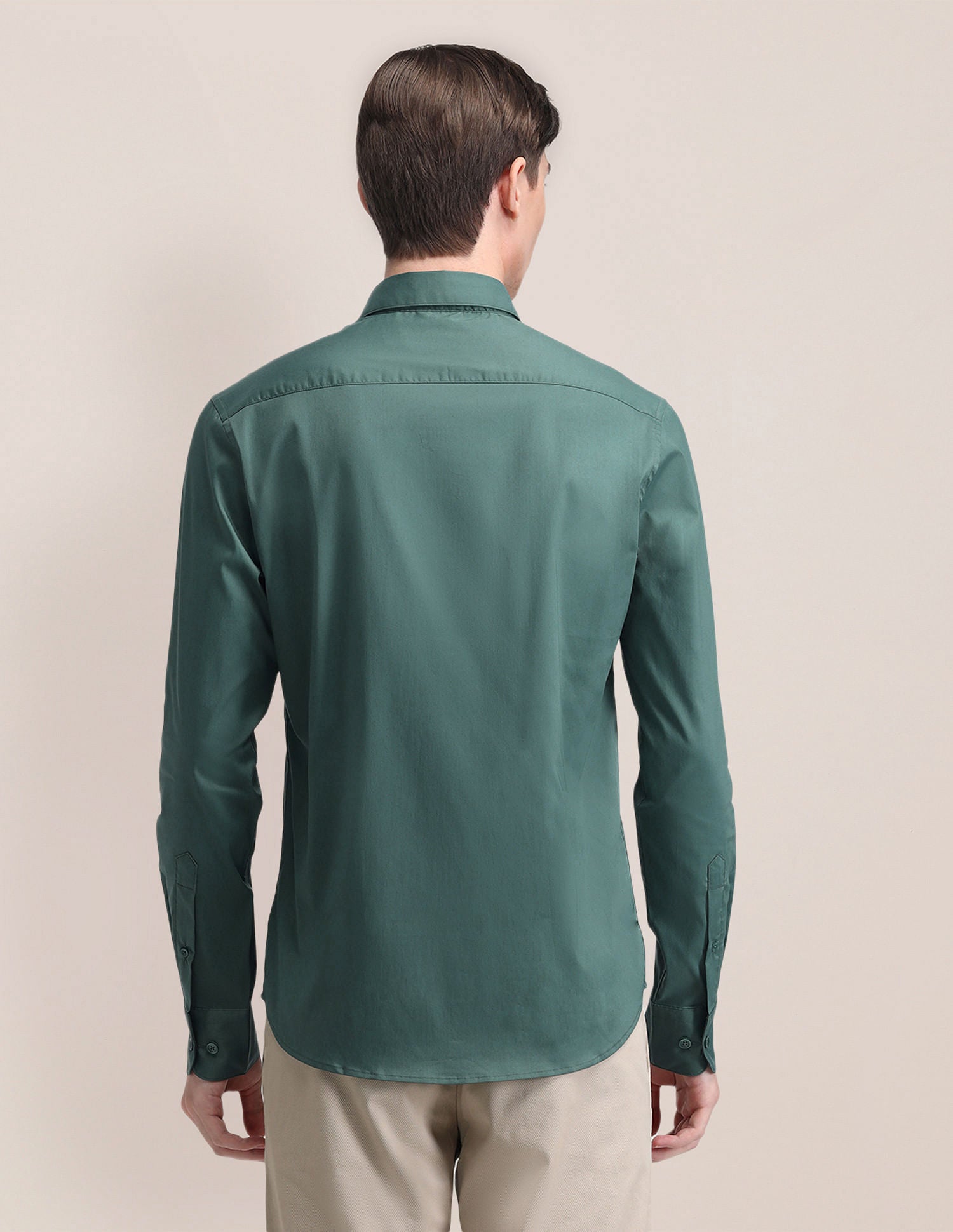Tailored Fit Solid Twill Shirt Green - U.S. Polo Assn. India | Large