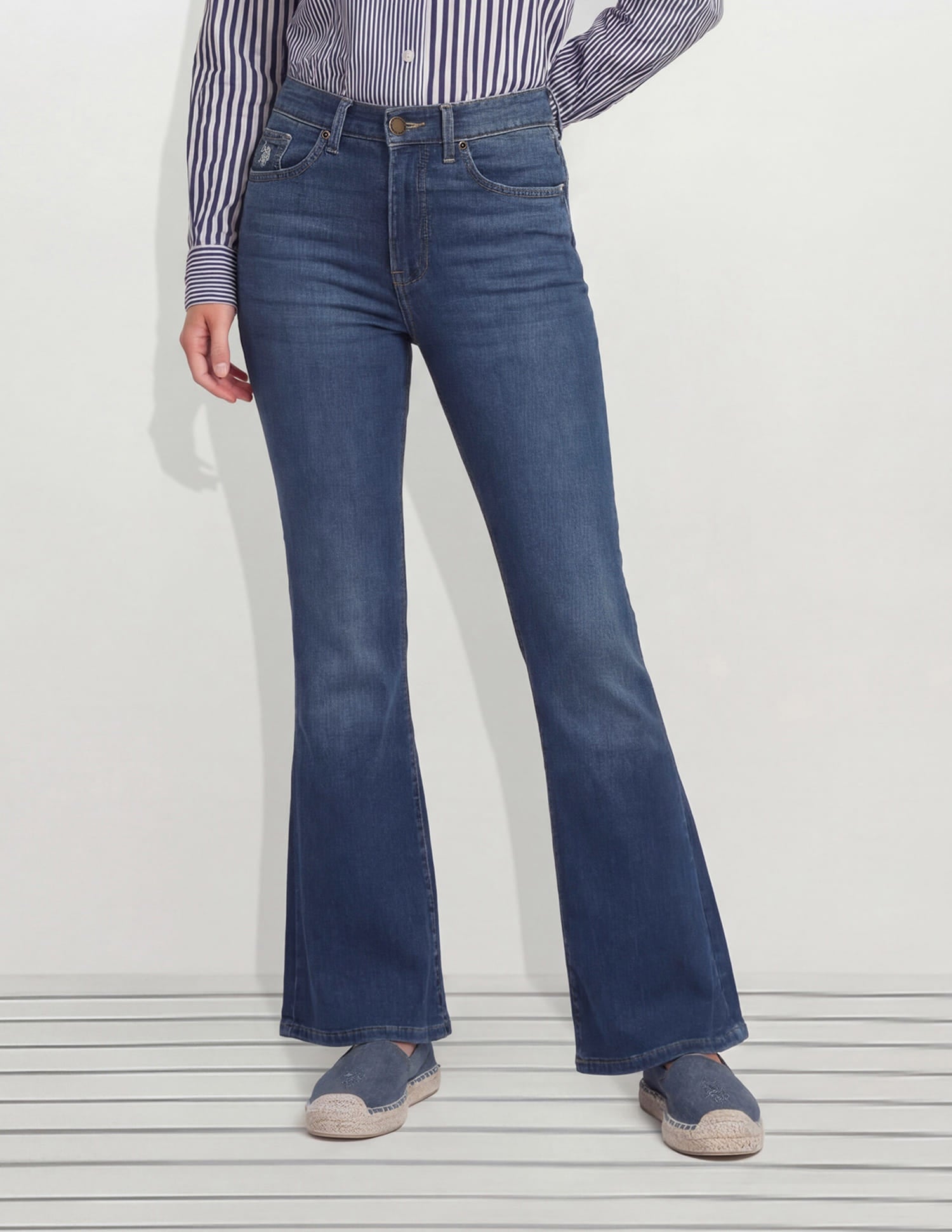 High Rise Flared Fit Jeans Blue - U.S. Polo Assn. India | Large