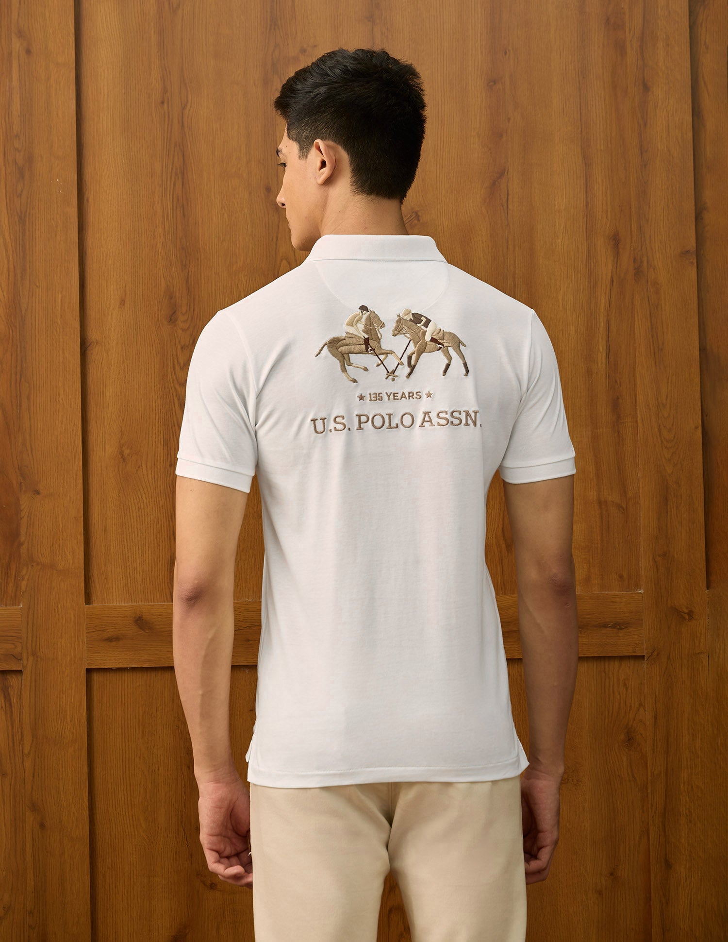 Brand Embroidered Varsity Polo Shirt Off White - U.S. POLO ASSN. | Large