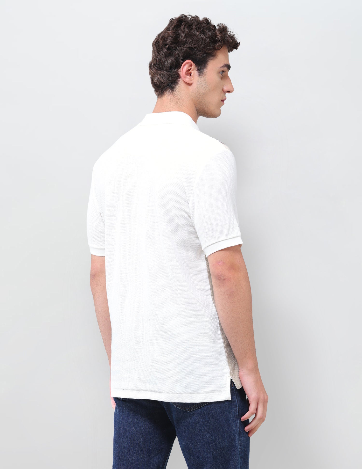 Colourblocked Slim Fit Polo Shirt Ivory - U.S. Polo Assn. India | Large