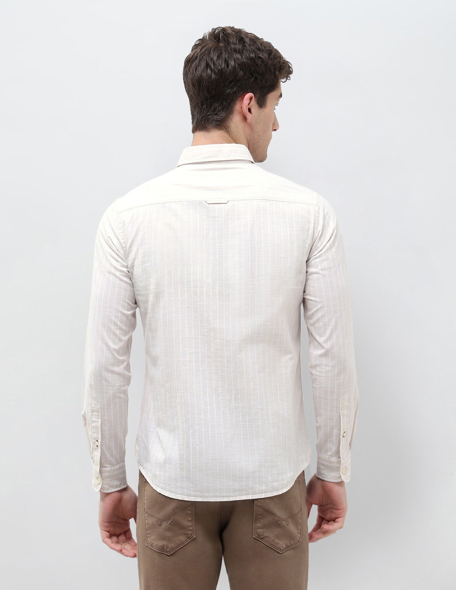 Regular Fit Vertical Striped Shirt Light Beige - U.S. POLO ASSN. | Large