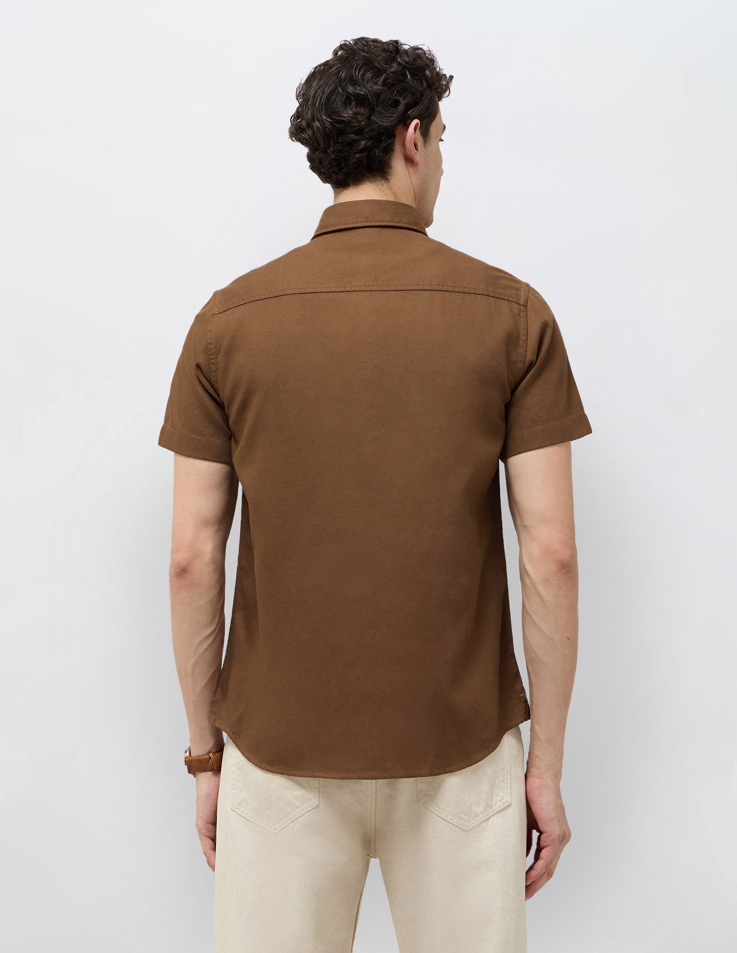 Dobby Textured Regular Fit Shirt Brown - U.S. Polo Assn. India | Large