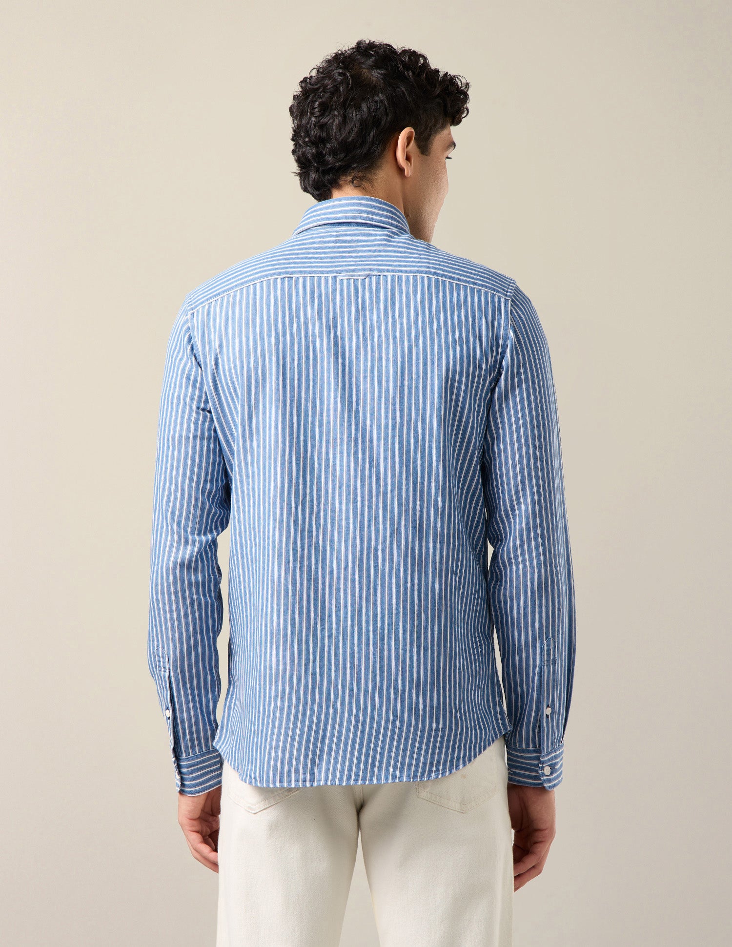 Vertical Striped Twill Shirt Light Indigo - U.S. Polo Assn. India | Large