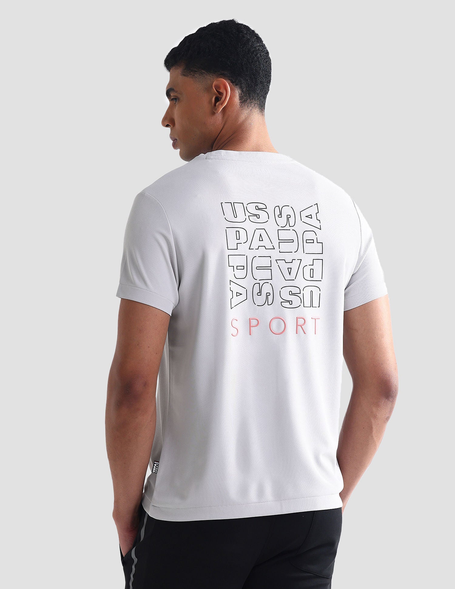 Rear Typographic Print Slim Fit T-Shirt Grey - U.S. Polo Assn. India | Large