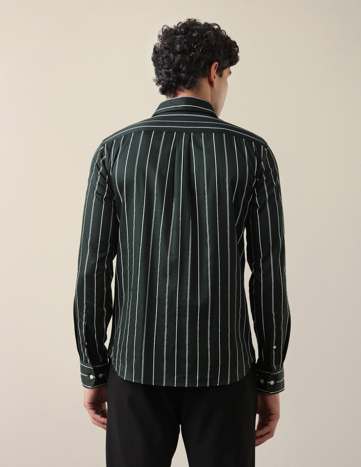 Satin Vertical Striped Shirt Dark Green - U.S. Polo Assn. India | Large