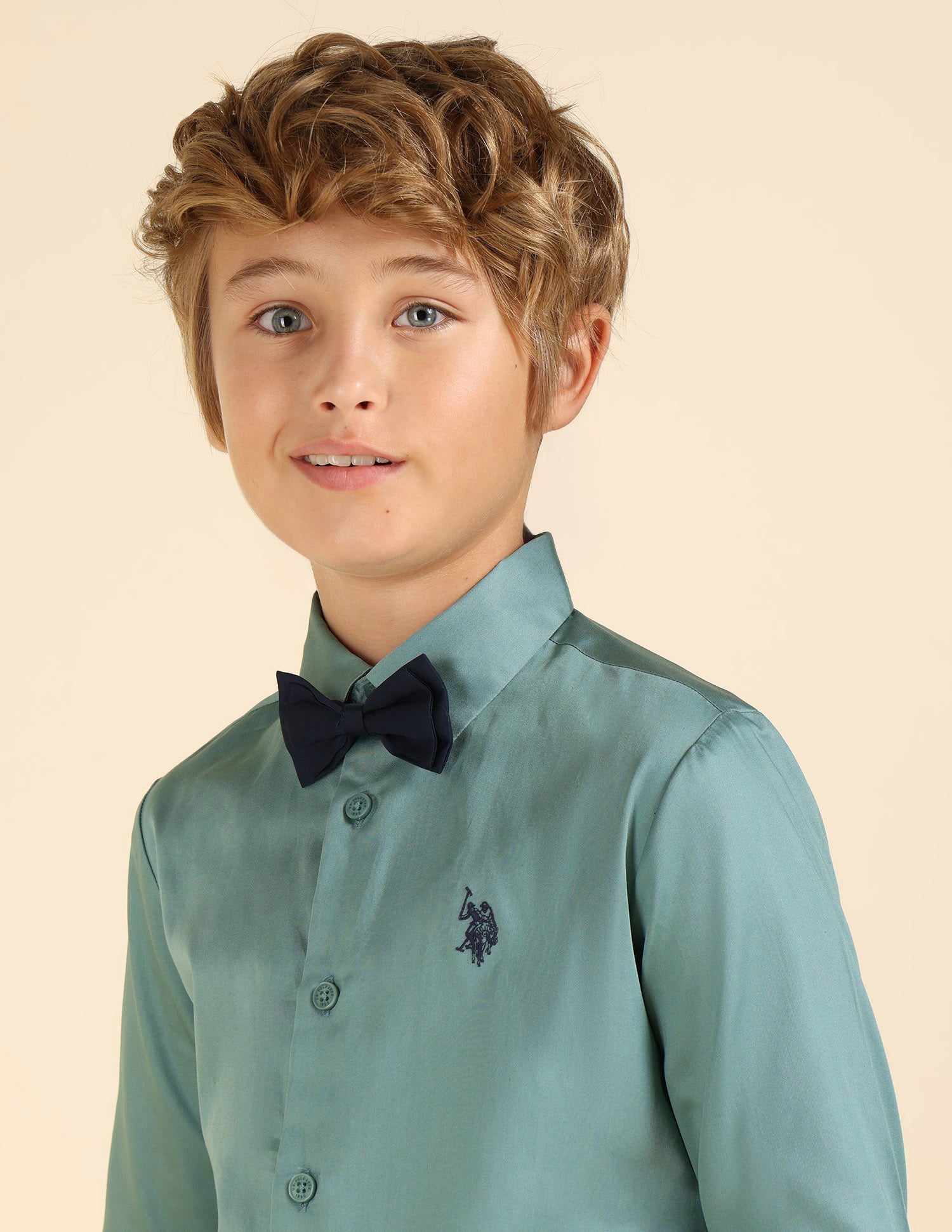 Boys Pure Cotton Regular Fit Shirt Green - U.S. POLO ASSN. | Large