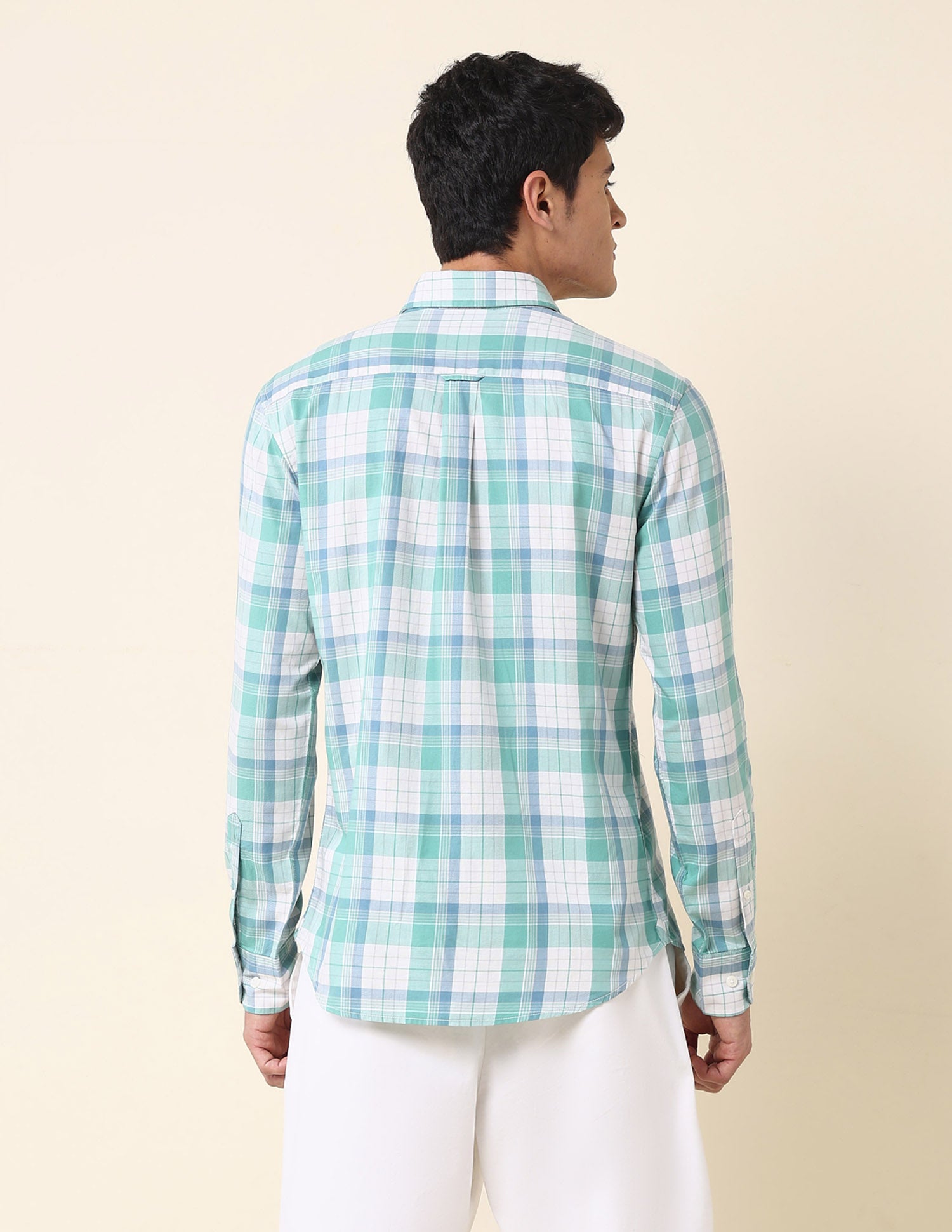 Tartan Checked Tailored Fit Shirt Light Green - U.S. Polo Assn. India | Large