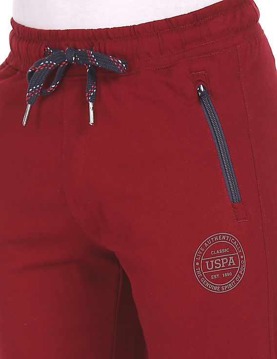 Men Maroon I671 Comfort Fit Solid Cotton Polyester Lounge Pants - Pack Of 1 Maroon - U.S. POLO ASSN. | Large