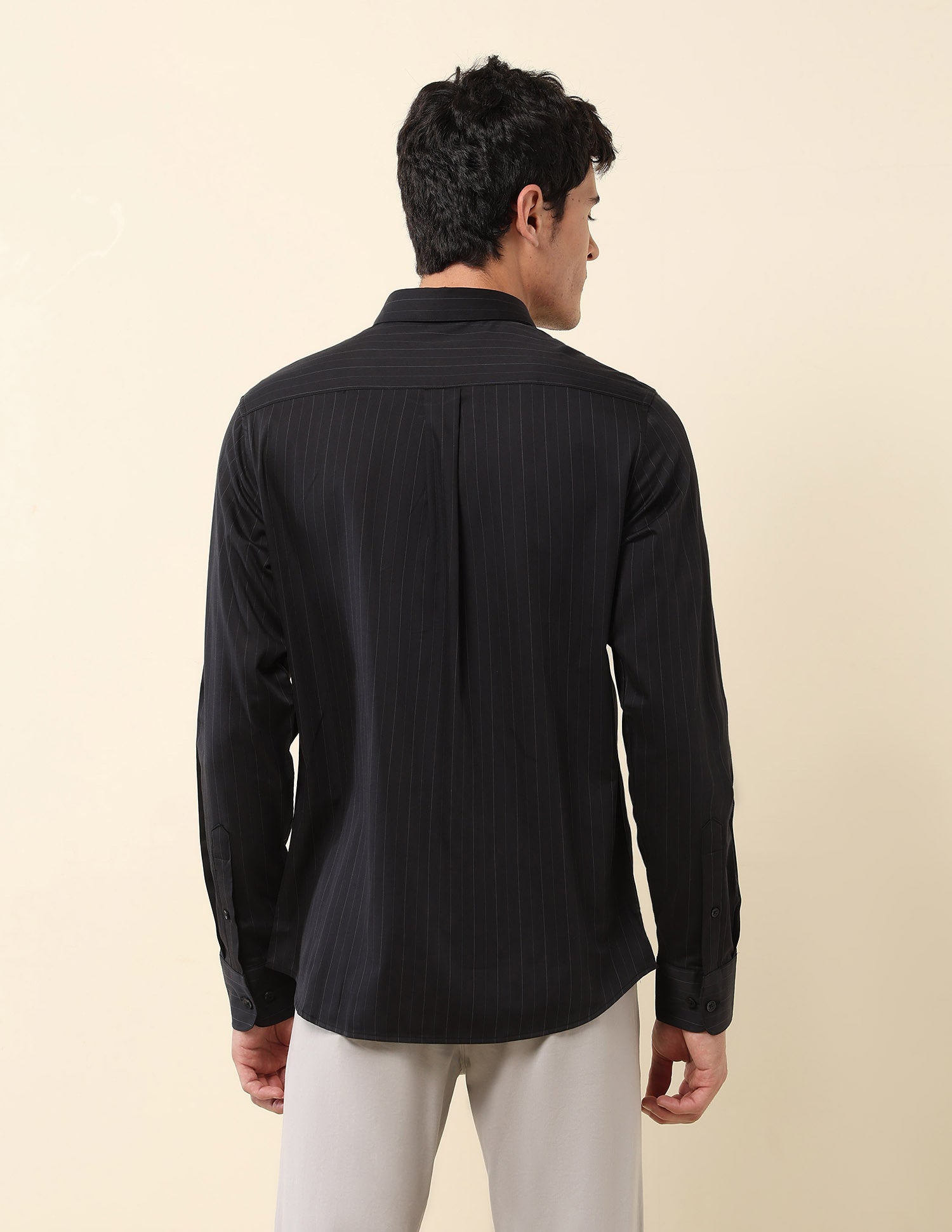 Pinstriped Tailored Fit Shirt Black - U.S. Polo Assn. India | Large