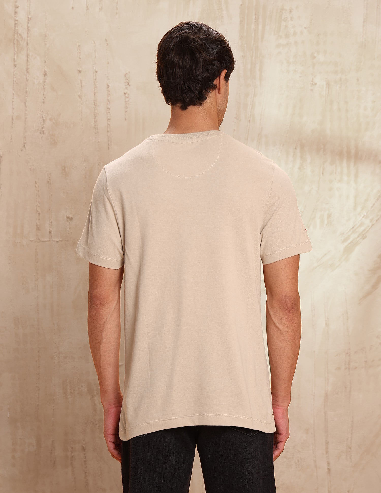 Textured Pure Cotton T-Shirt Beige - U.S. POLO ASSN. | Large