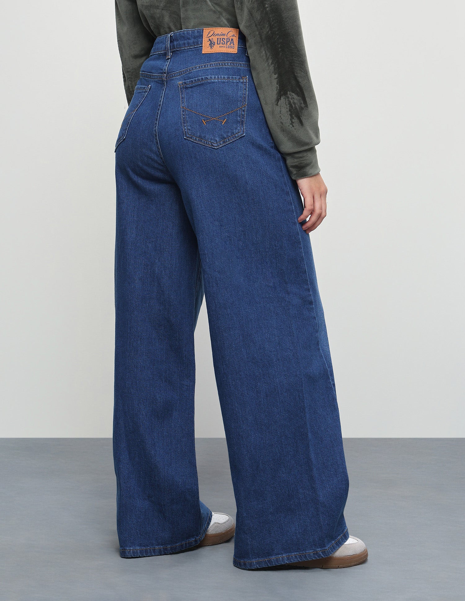 High Rise Wide Leg Fit Jeans Dark Blue - U.S. Polo Assn. India | Large