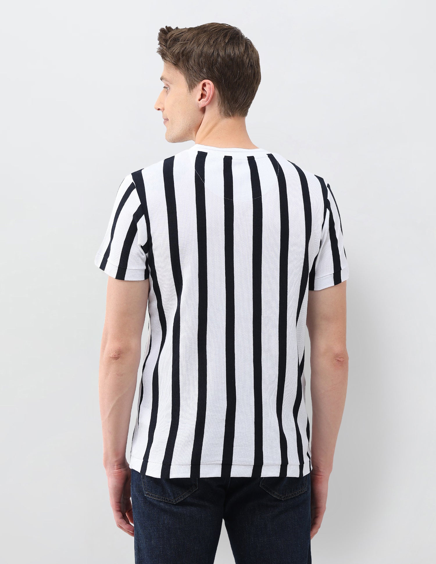 Vertical Striped Slim Fit T-Shirt White - U.S. Polo Assn. India | Large