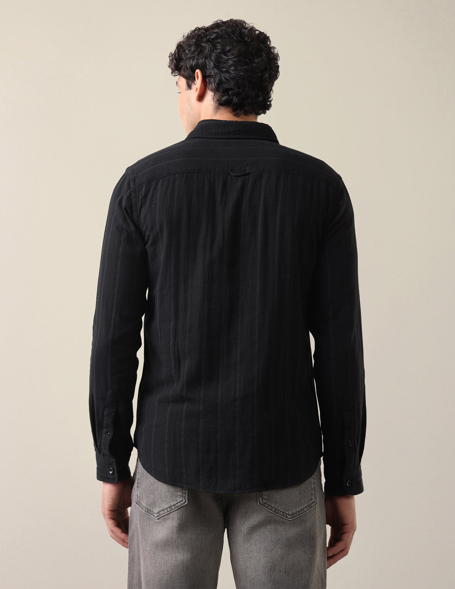 Self Design Vertical Striped Regular Fit Shirt Black - U.S. Polo Assn. India | Large