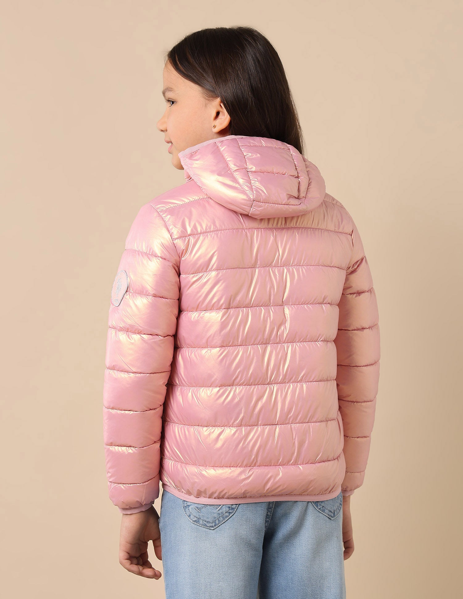 Girls Nylon Puffer Jacket Light Pink - U.S. POLO ASSN. | Large