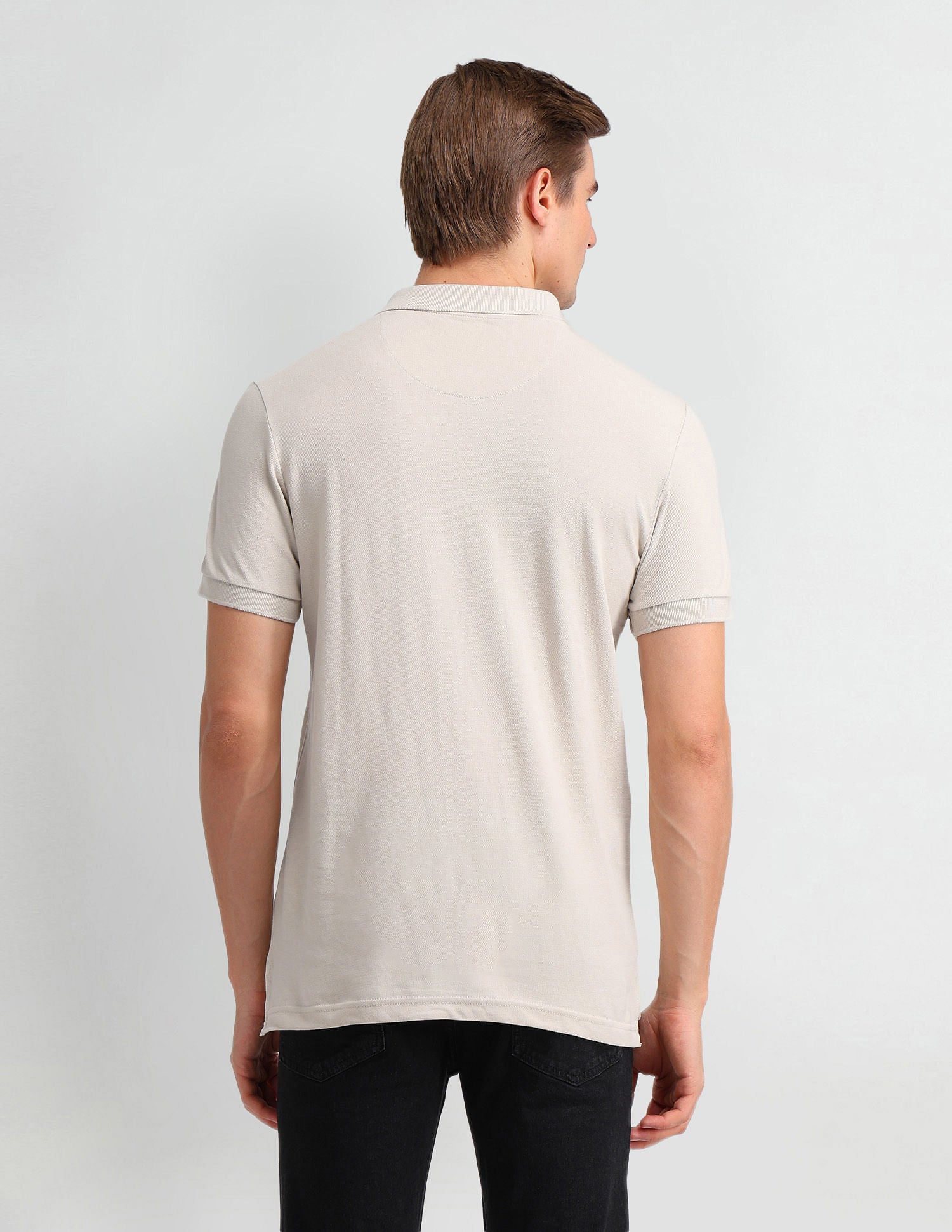 Solid Slim Fit Polo Shirt Beige - U.S. Polo Assn. India | Large