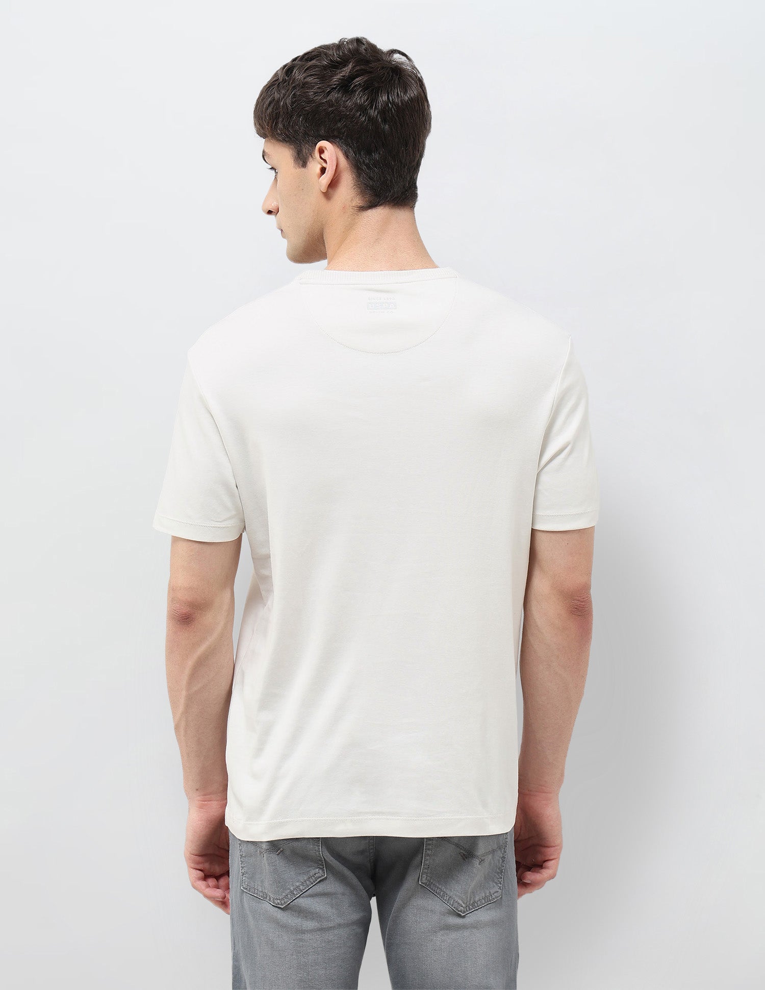 Brand Embossed Monochrome T-Shirt Ivory - U.S. POLO ASSN. | Large