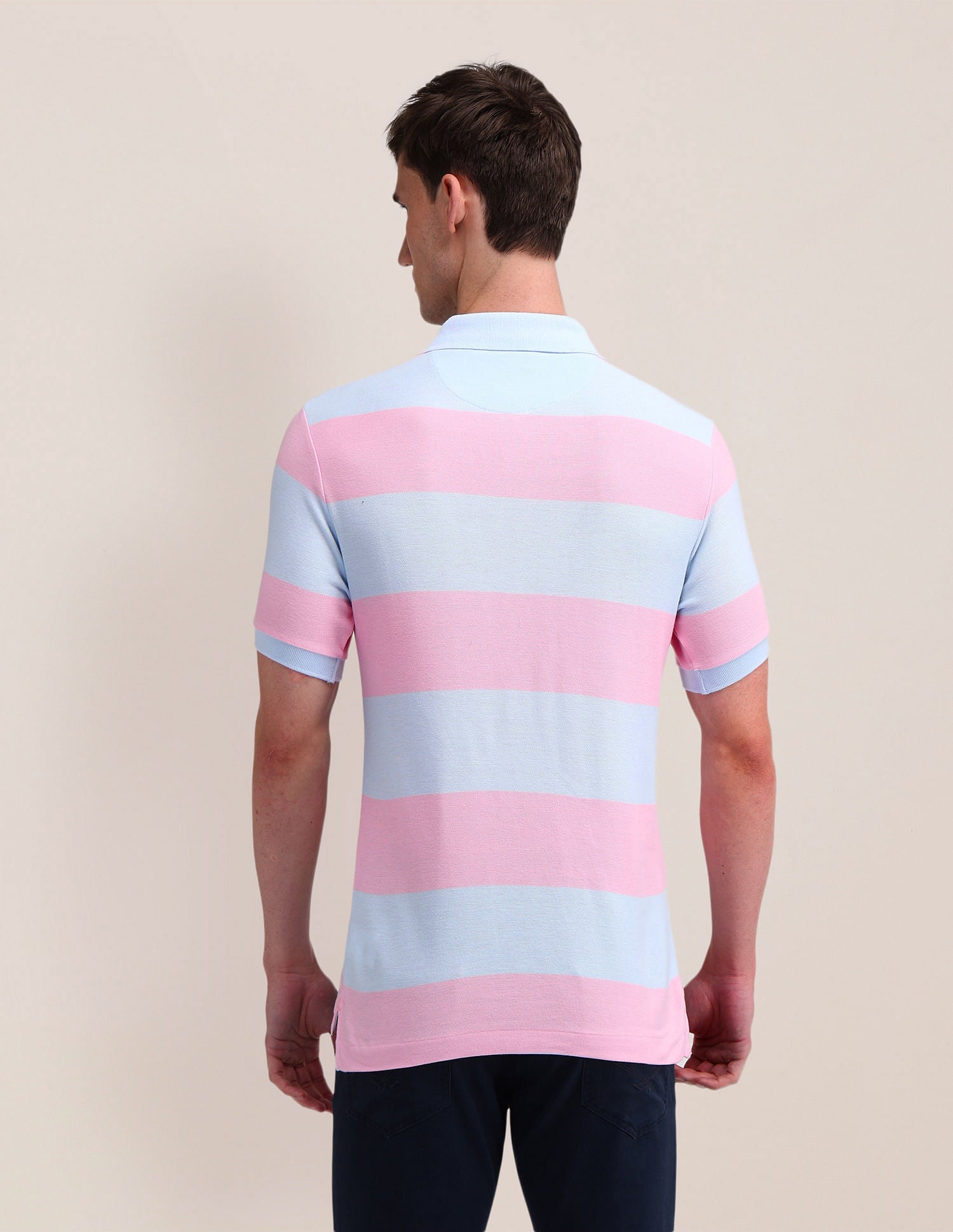 Slim Fit Horizontal Striped Polo Shirt Light-Blue - U.S. Polo Assn. India | Large