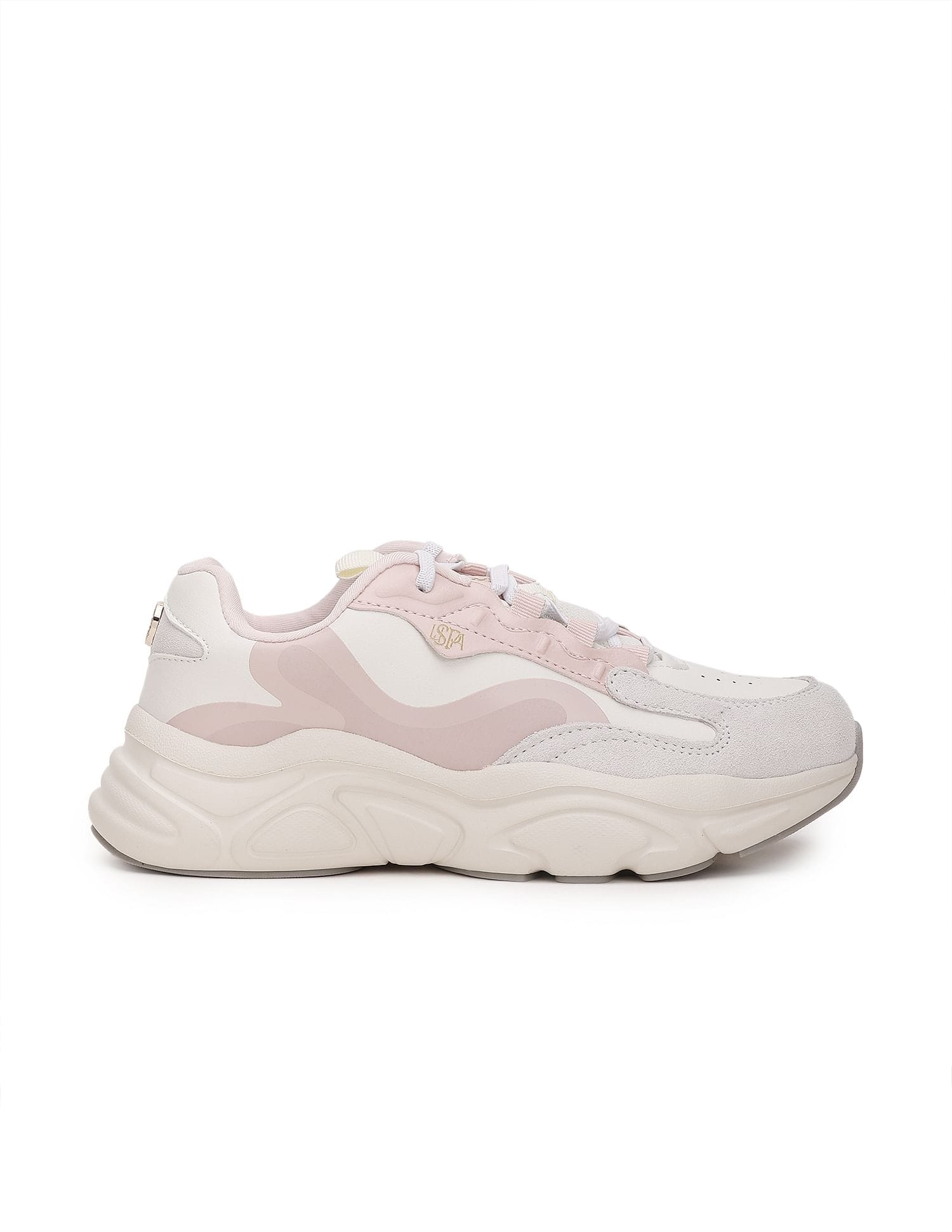 Women Colour Block Gemma Sneakers White and Light Pink - U.S. Polo Assn. India | Large
