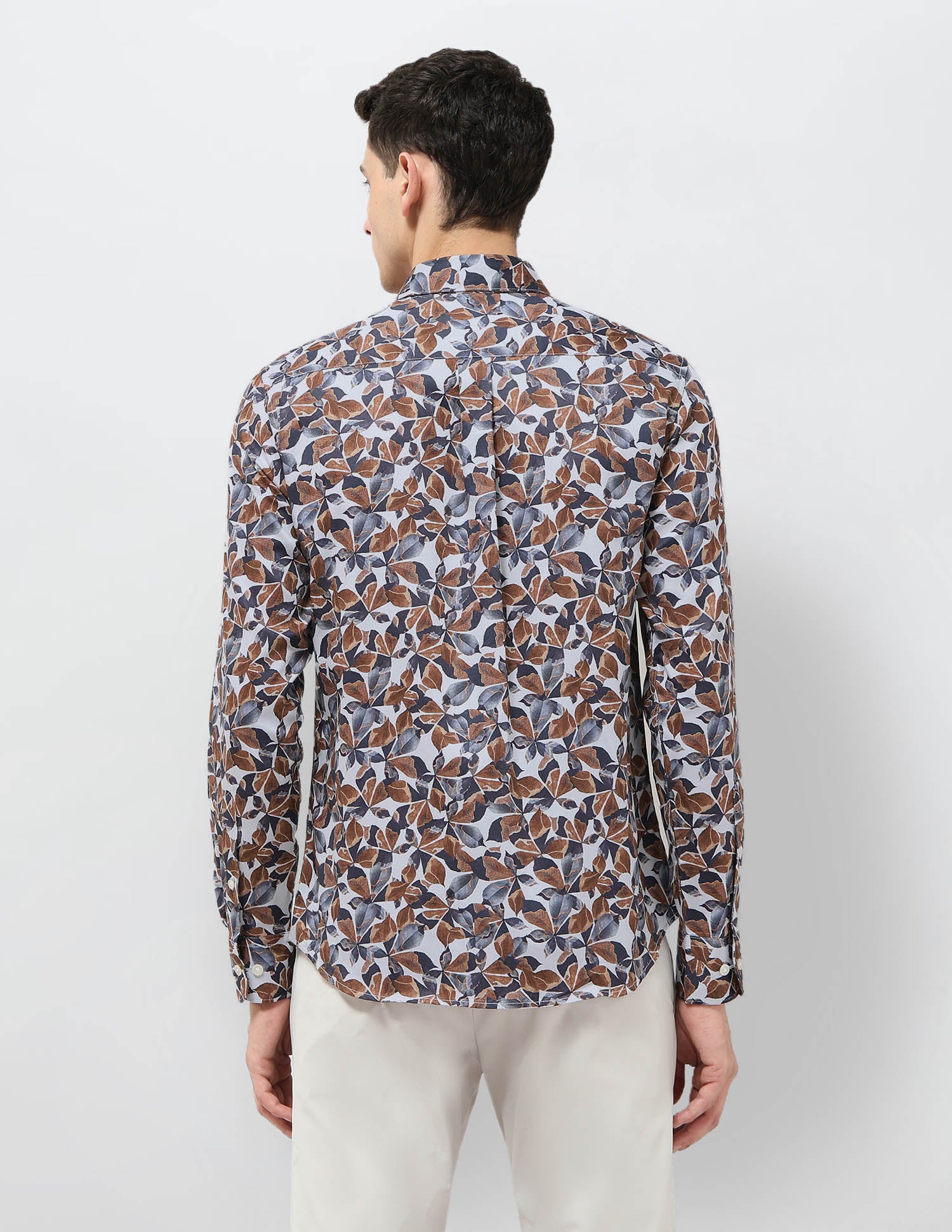 Satin Tropical Printed Shirt Brown - U.S. POLO ASSN. | Large