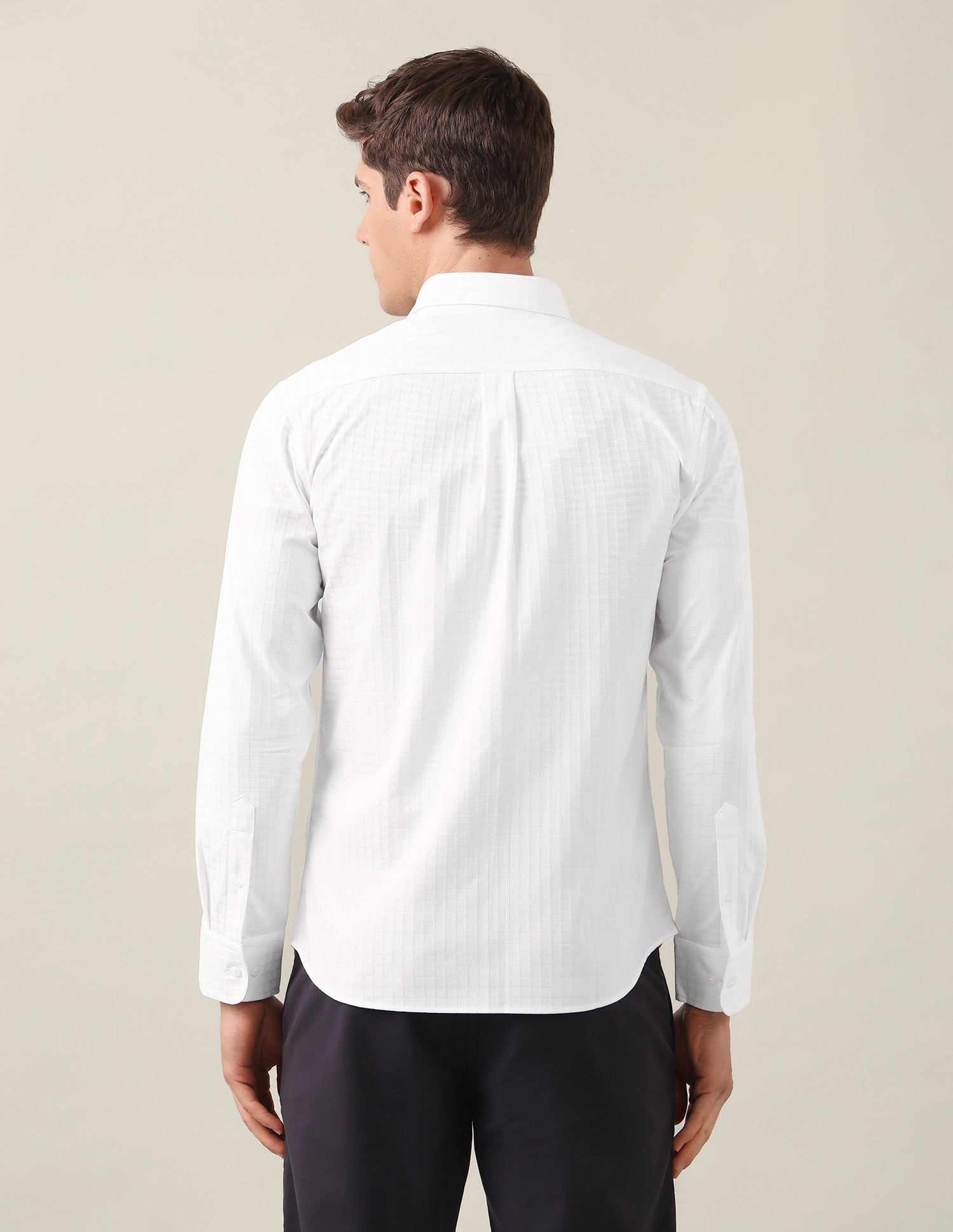 Tailored Fit Grid Tattersall Checked Shirt White - U.S. Polo Assn. India | Large