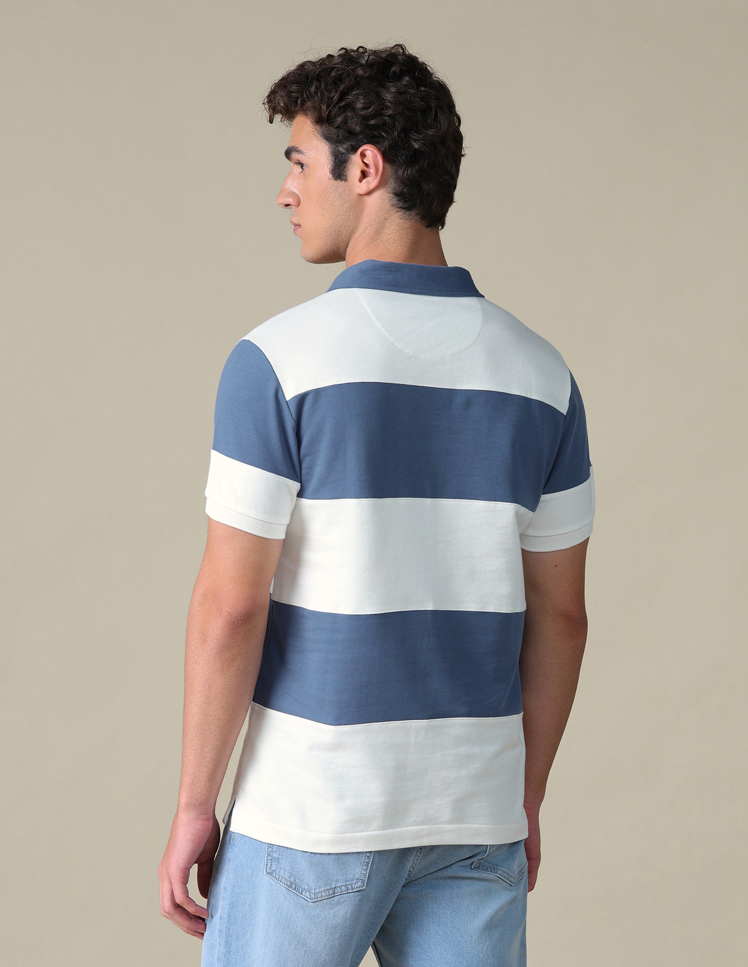 Horizontal Striped Slim Fit Polo Shirt Blue - U.S. Polo Assn. India | Large