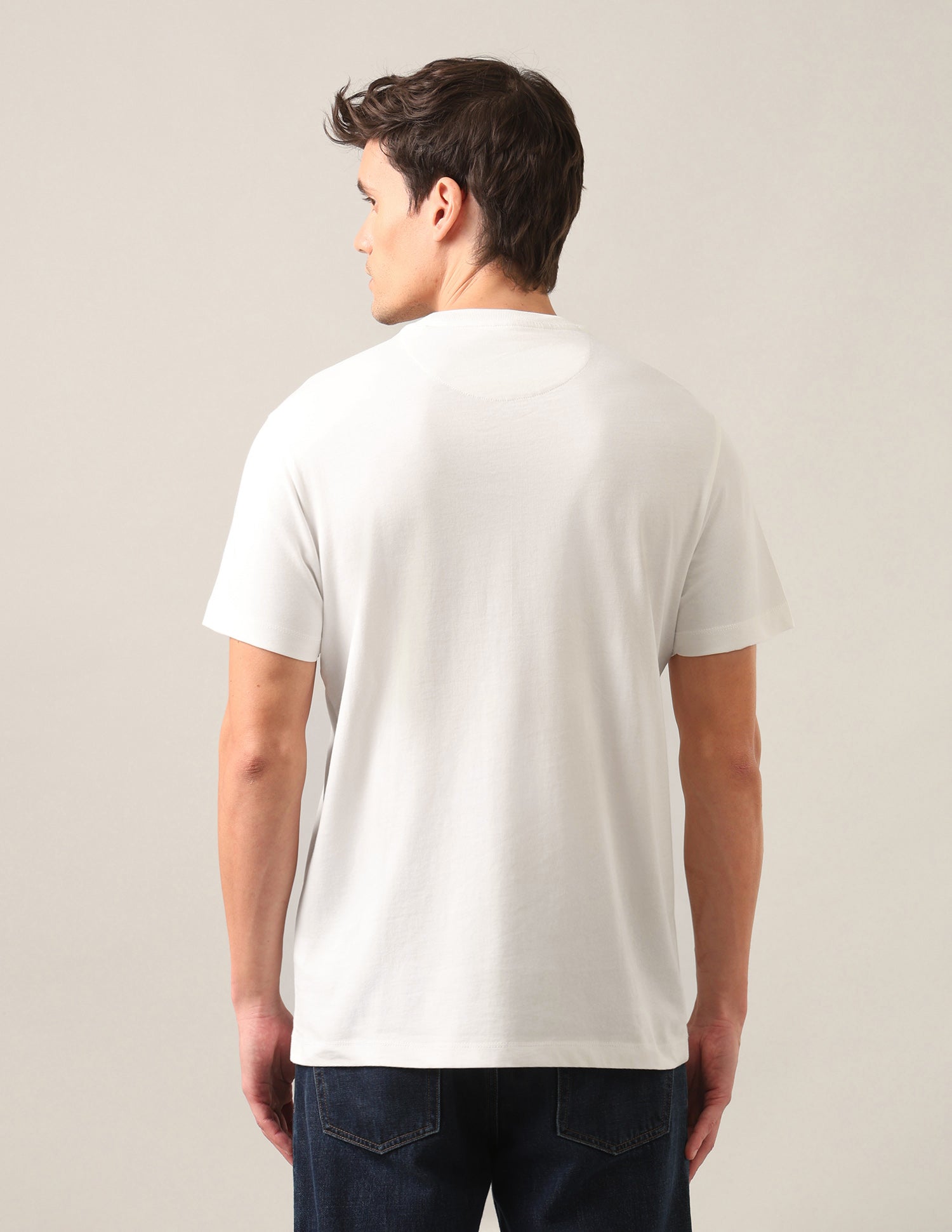 Graphic Brand Printed Regular Fit T-Shirt Ivory - U.S. Polo Assn. India | Large