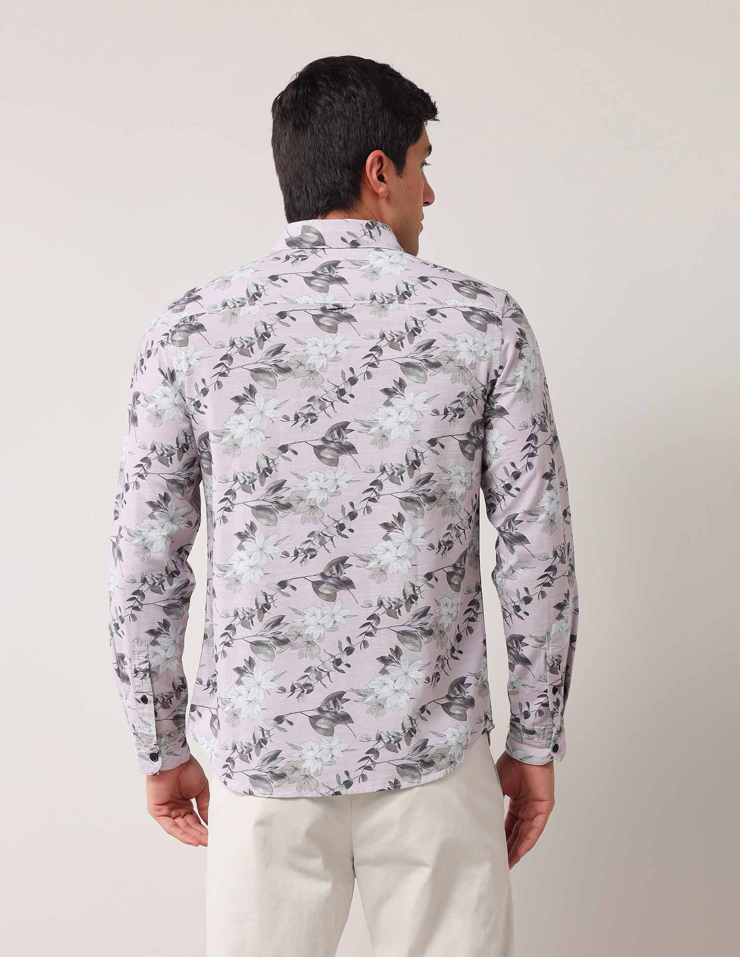 Floral Printed Regular Shirt Light pink - U.S. POLO ASSN. | Large