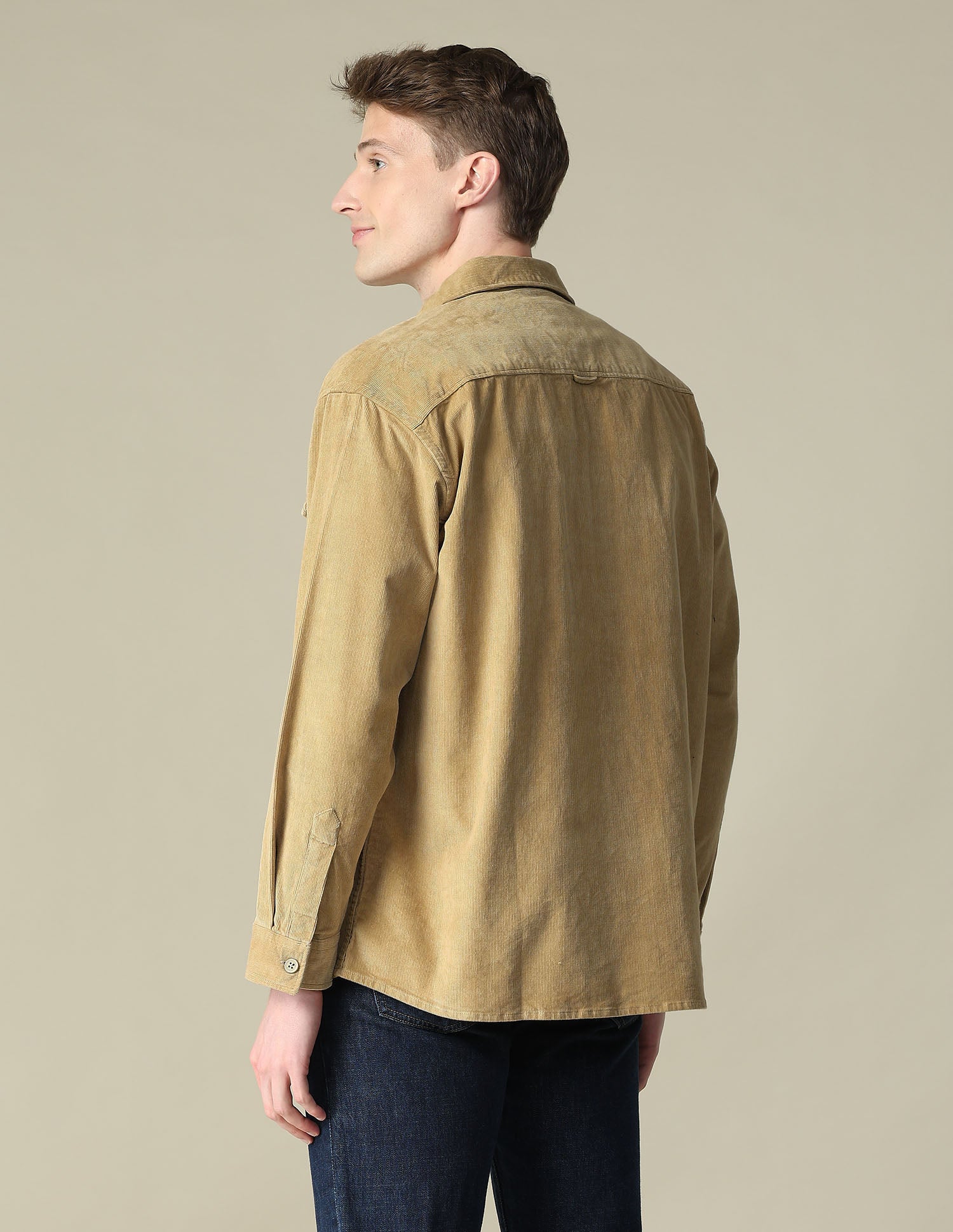 Solid Regular Fit Shirt Khaki - U.S. Polo Assn. India | Large