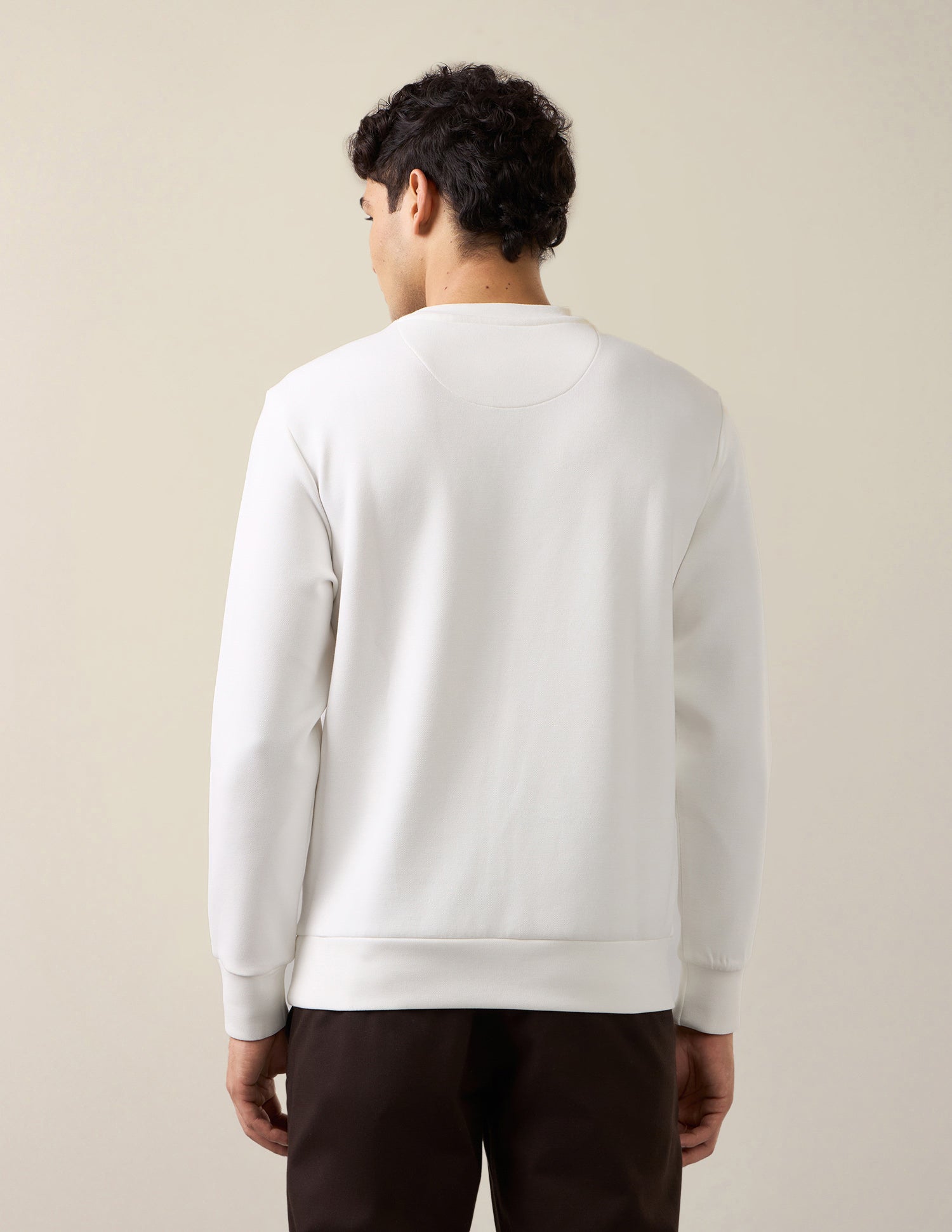 Brand Embossed Regular Fit Sweatshirt Ivory - U.S. Polo Assn. India | Large