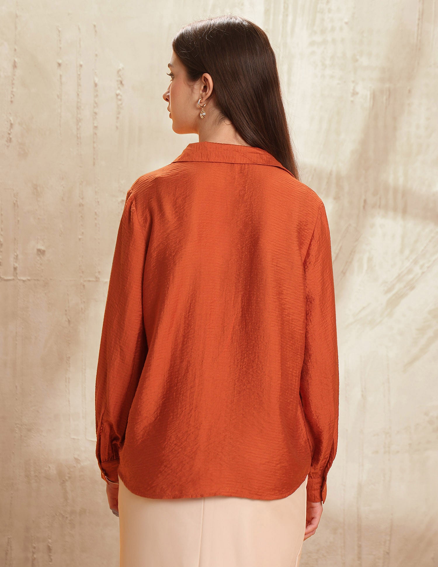 Relaxed Fit Textured Shirt Rust - U.S. POLO ASSN. | Large