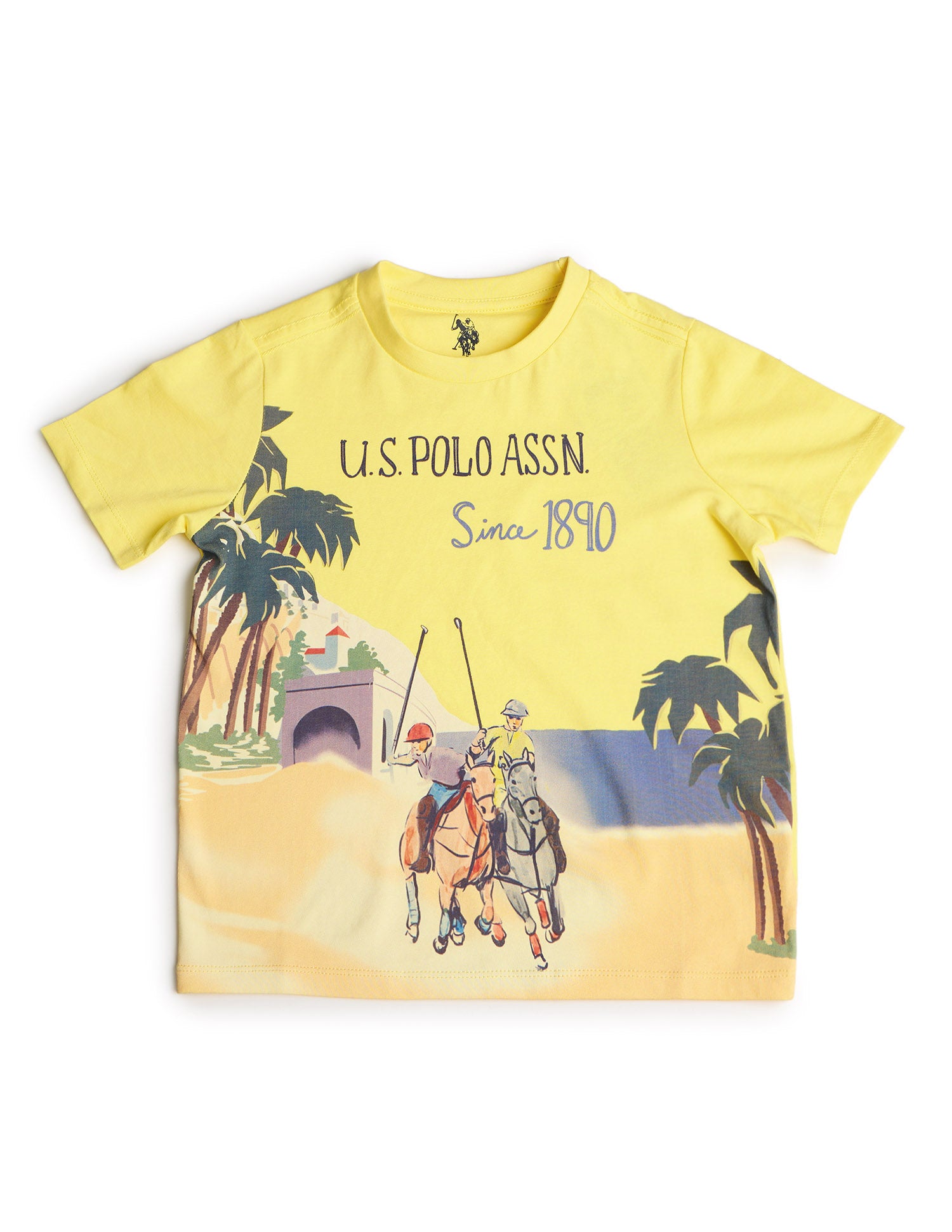 Boys Graphic Printed Regular Fit T-Shirt Light Yellow - U.S. POLO ASSN. | Large