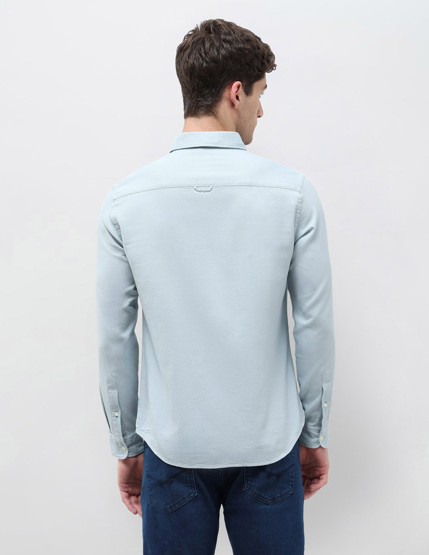 Textured Dobby Regular Fit Shirt Light Blue - U.S. Polo Assn. India | Large