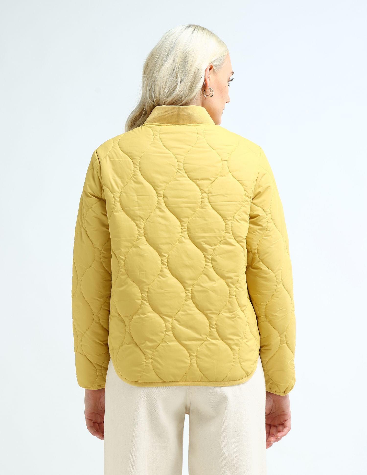 Stand Collar Quilted Jacket Mustard - U.S. POLO ASSN. | Large